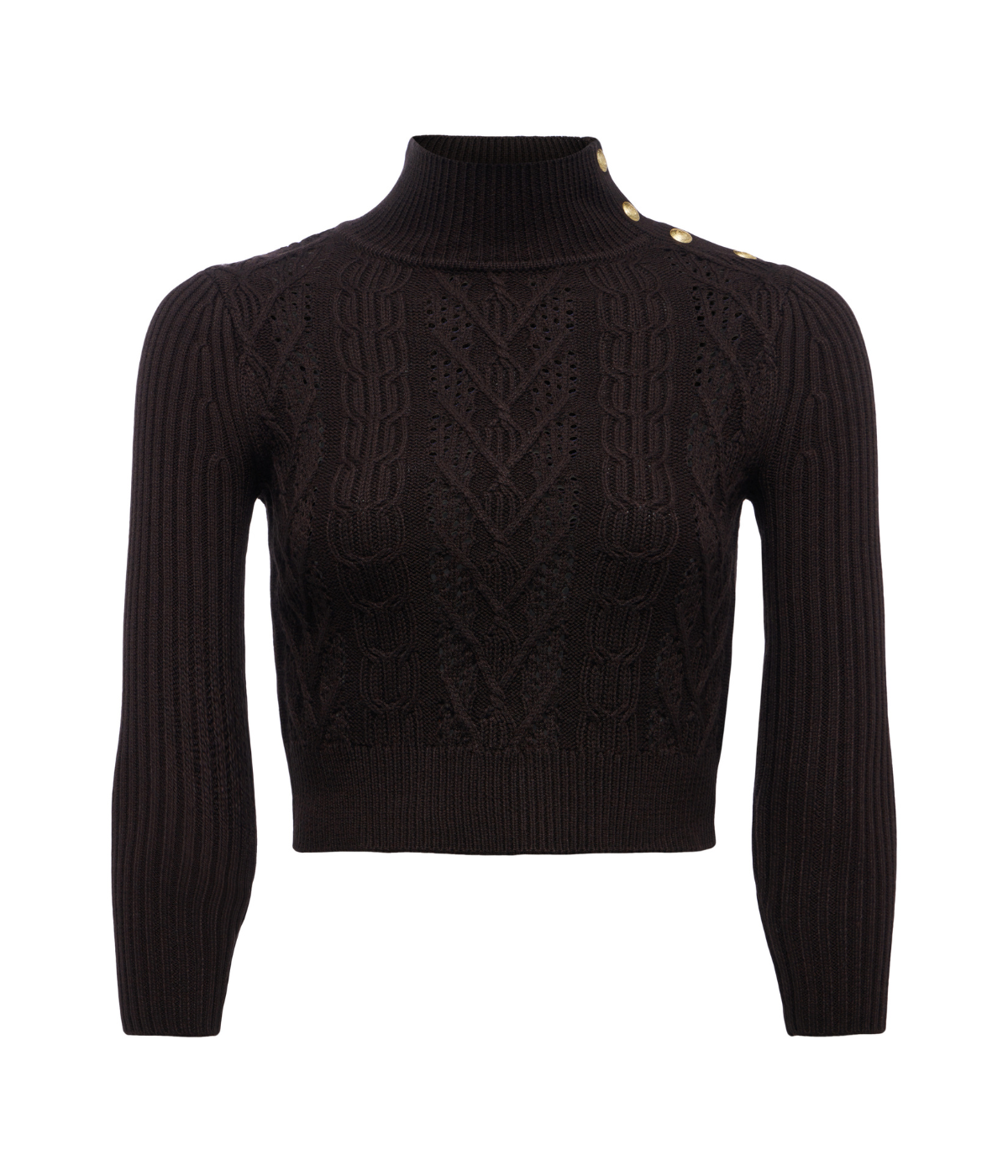 Kamdyn Cable Mock Neck in Coffee Bean Gold