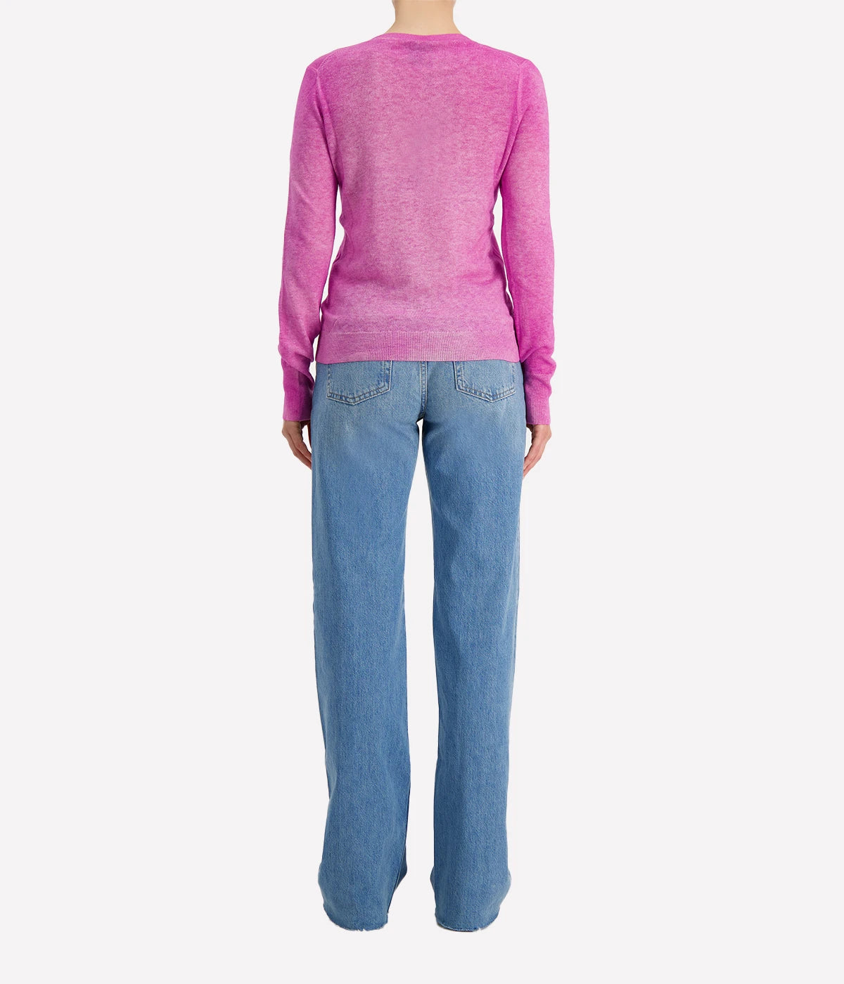 *FINAL SALE* V Neck Distressed Pullover in Peonia