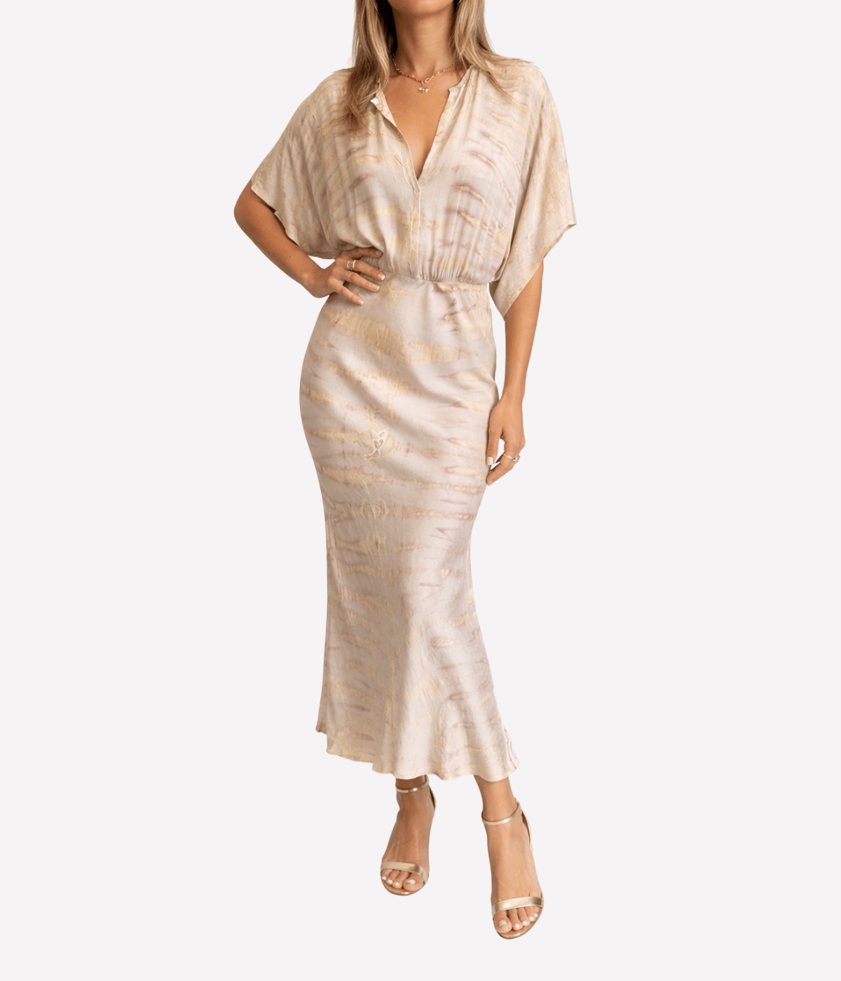 Kimono Dress in Khaki Bamboo