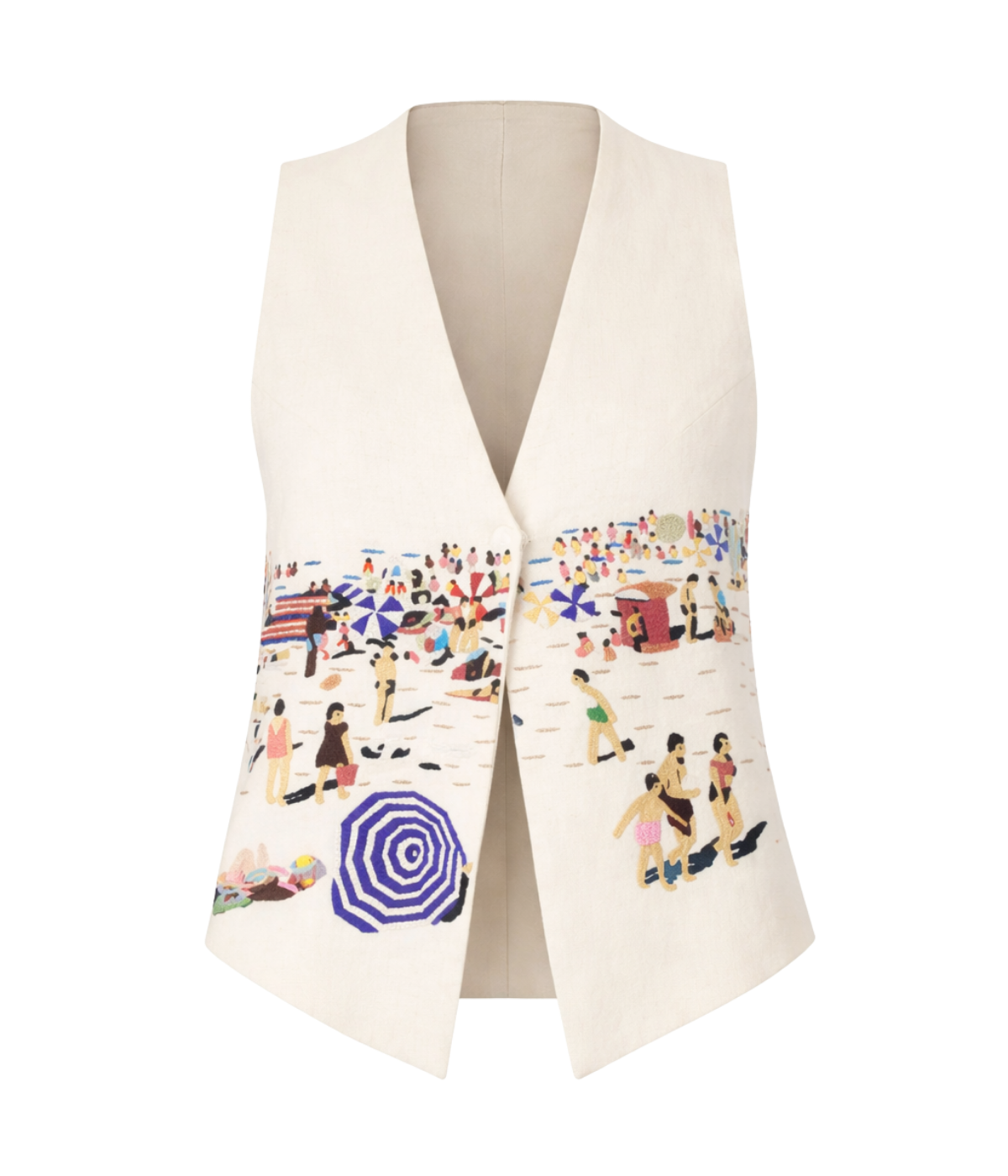 Paco Embroidered Gilet in Natural