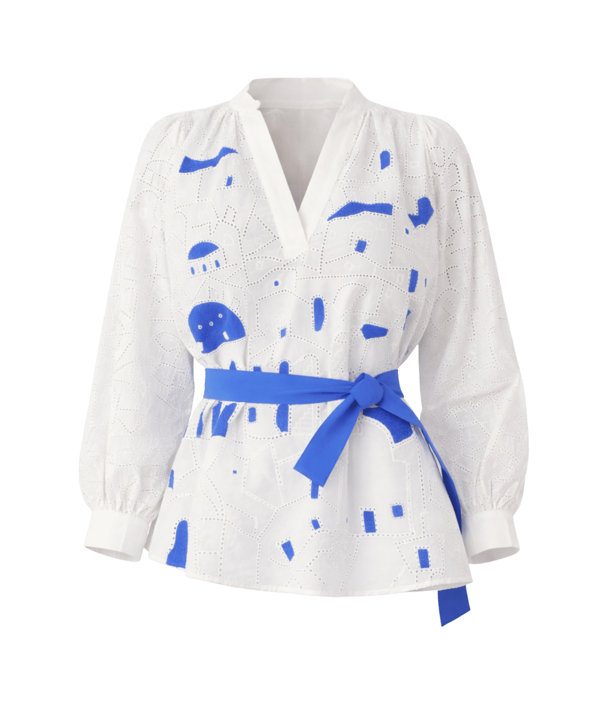 Claudie Embroidered Blouse in Lime White