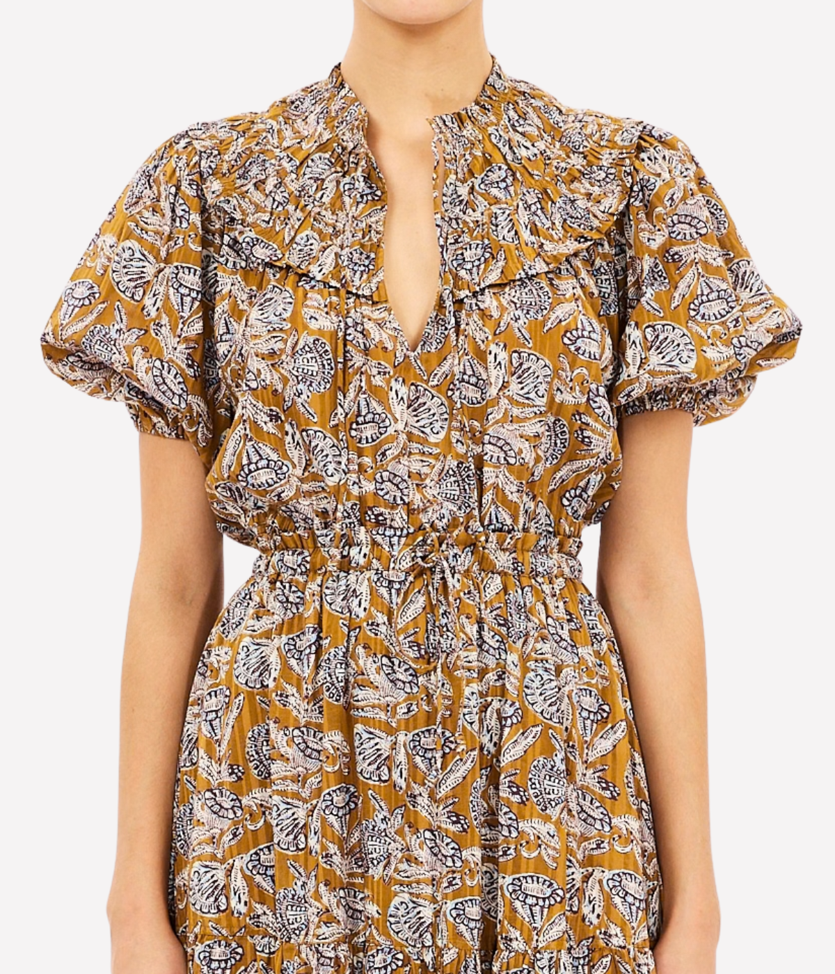 Elvie Short Sleeve Cotton Top In Fennel Blossom