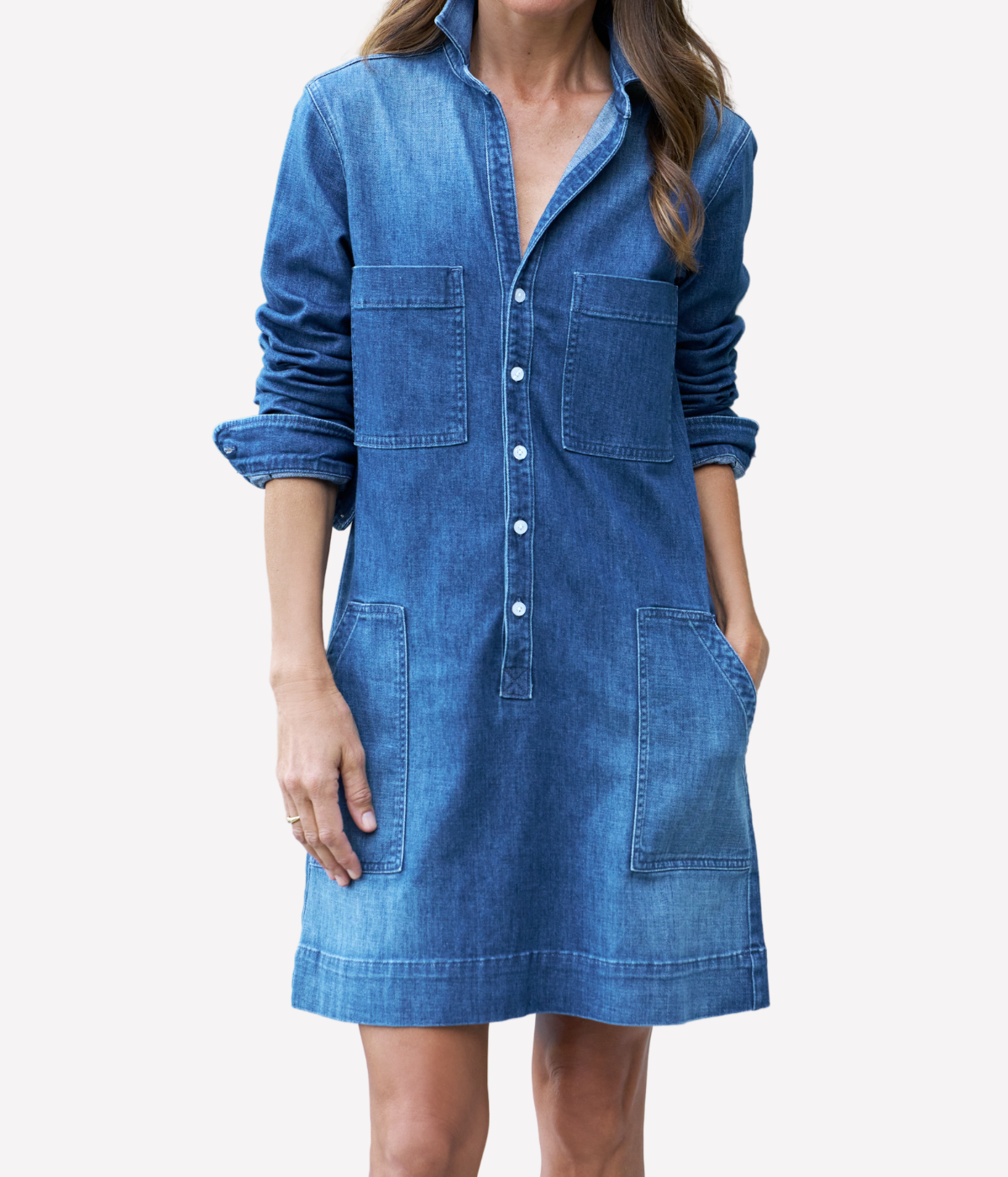 Southern Casual Dress in Washed Blue
