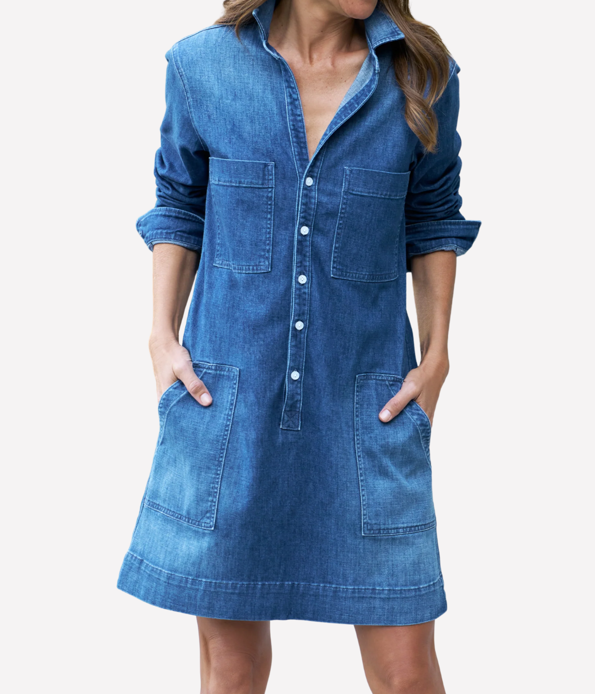 Southern Casual Dress in Washed Blue