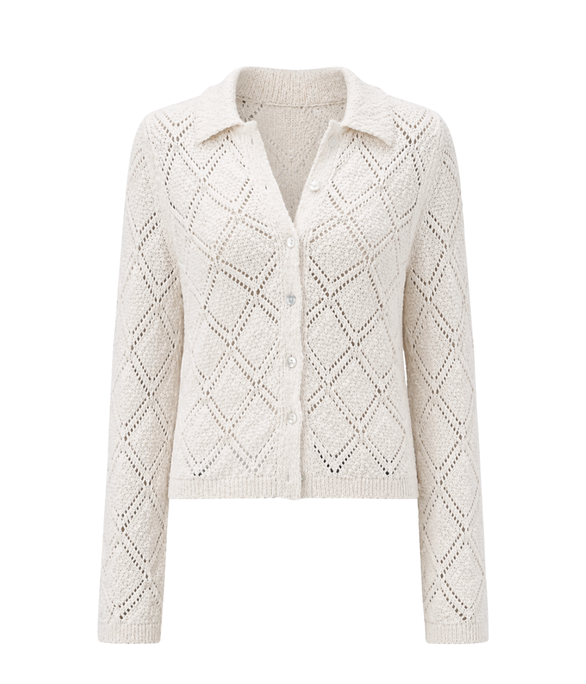 Cotton Pointelle Shirt in Ivory