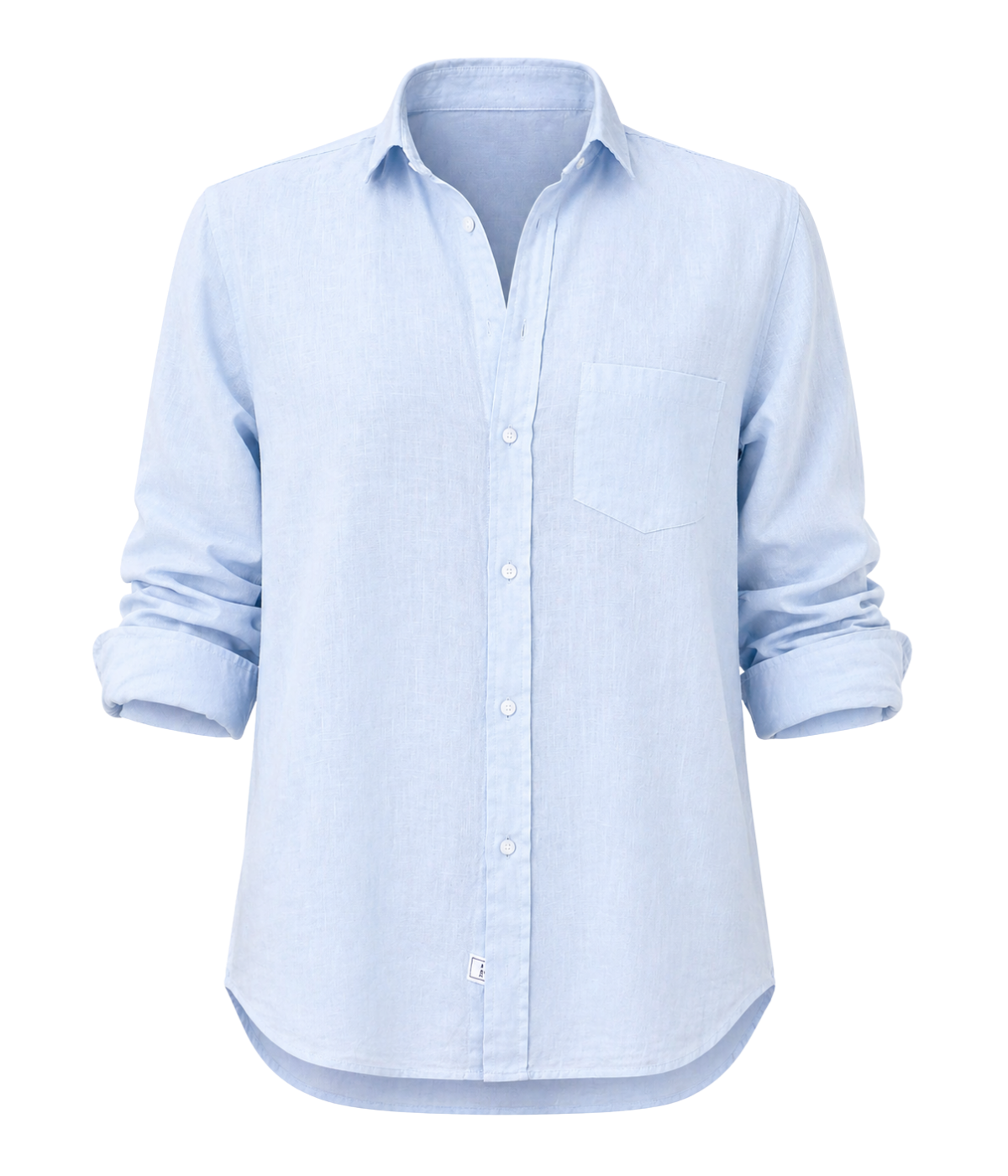Eileen Woven Button Up Shirt in French Blue Linen