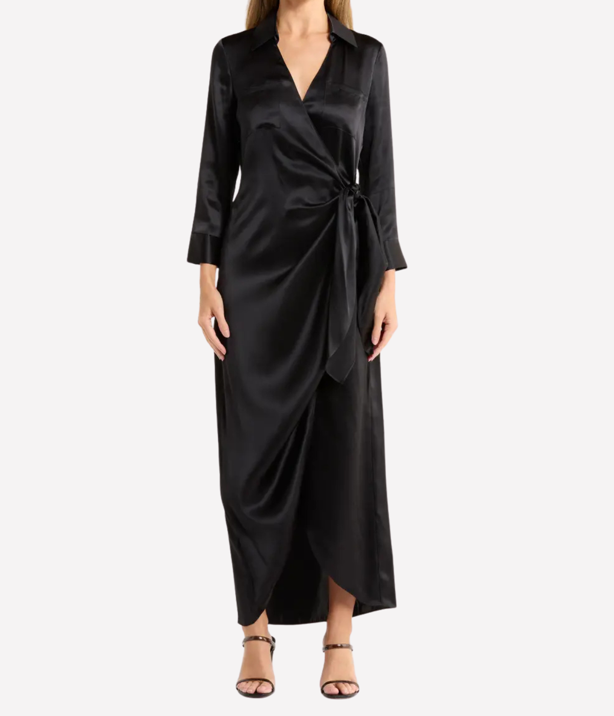 *FINAL SALE* KADI LONG WRAP DRESS in BLACK