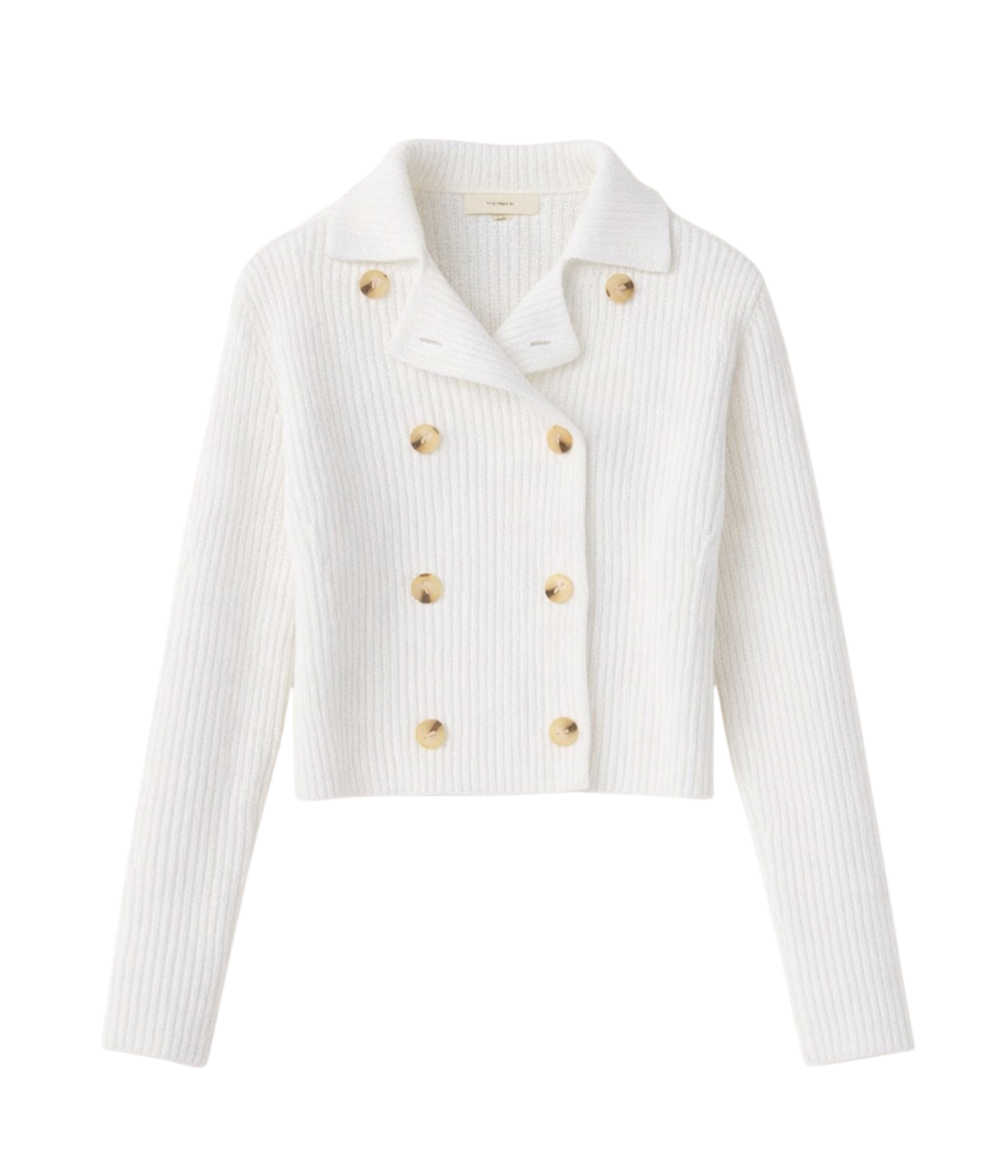 Double Breasted Sweater Jacket in Optic White