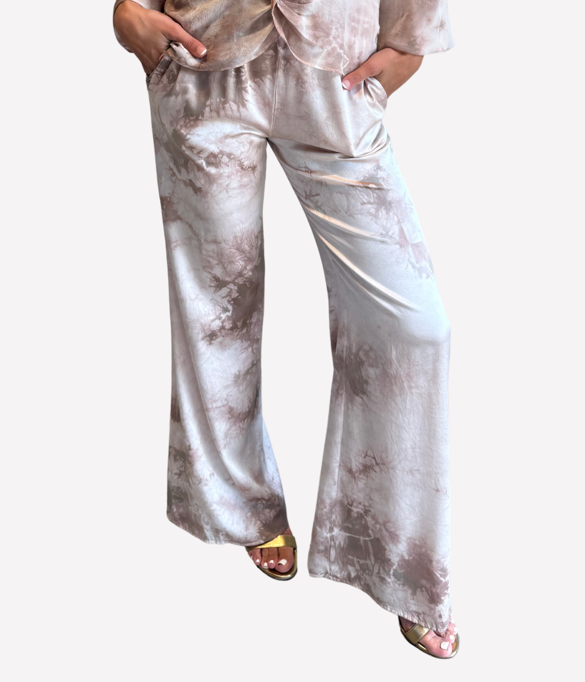 High Waist Wide Leg Pant in Rose Cloud