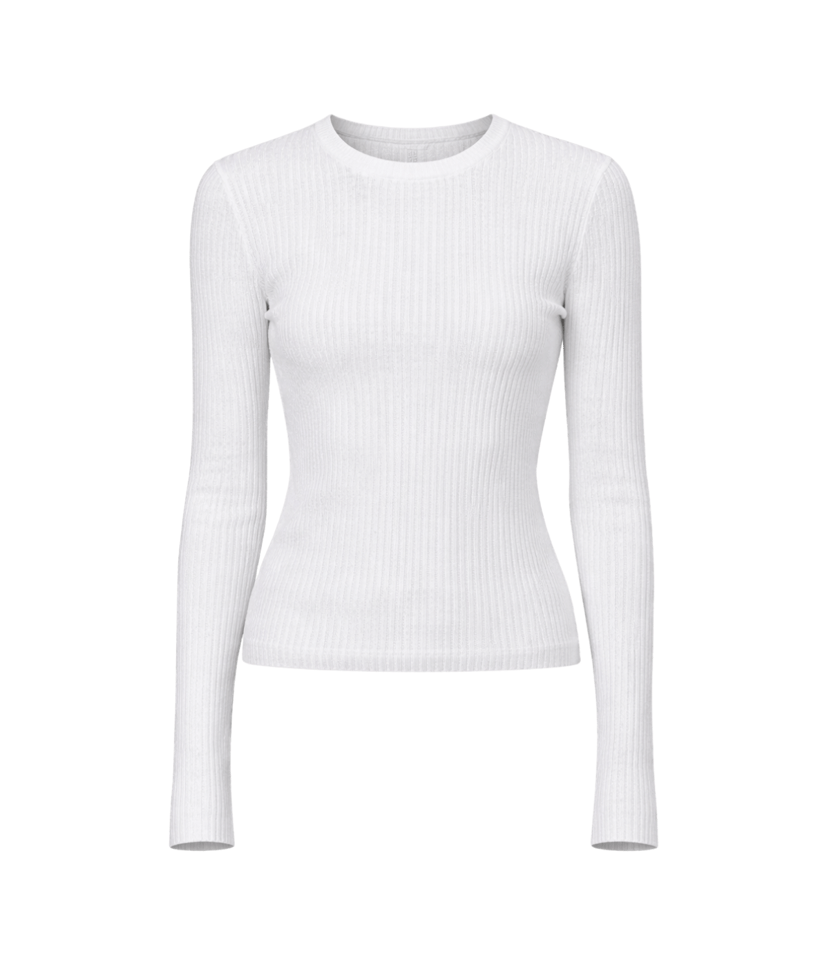 Linen Cotton Rib L/S Sweater Tee in White