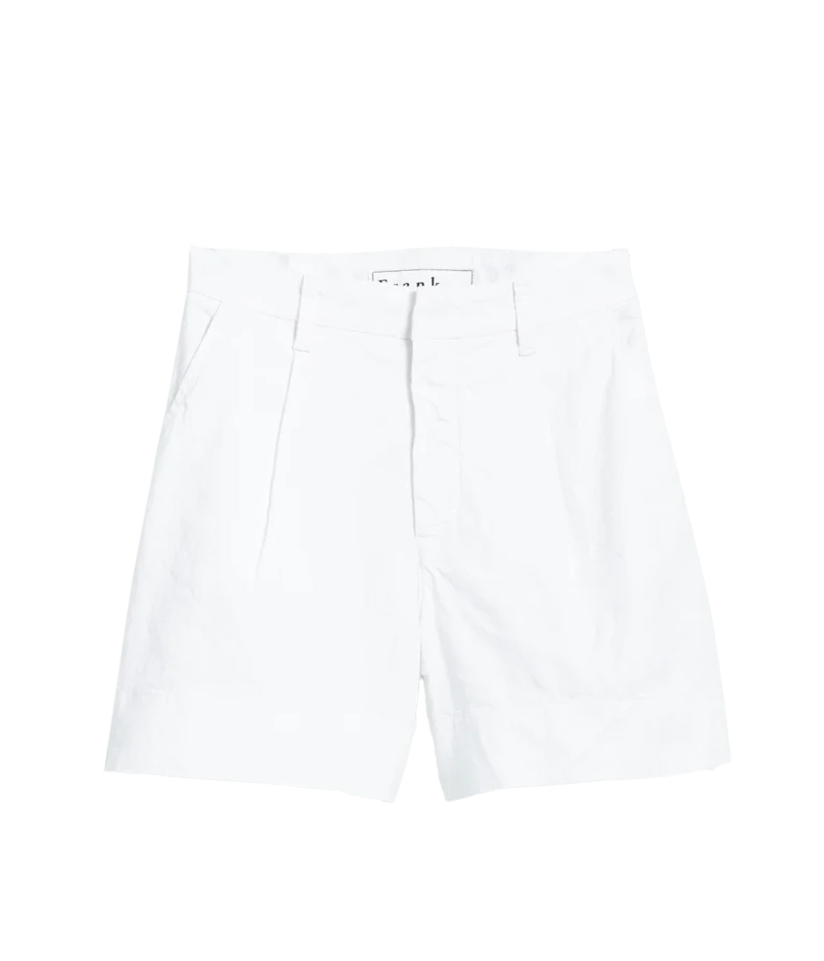 ALT Text: Wide-leg tailored shorts with a trouser waistband, front and back pockets, and a flattering mid-length design in a cotton-linen blend.
