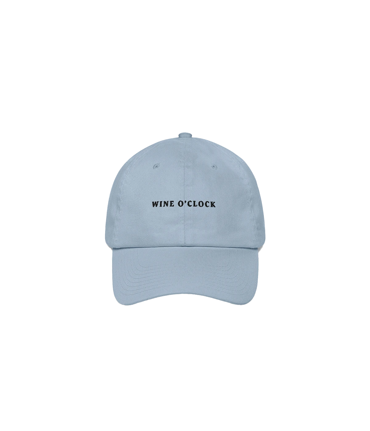blue cap with "Wine O'Clock" embroidery – the perfect playful hat for wine lovers and unapologetic sippers.