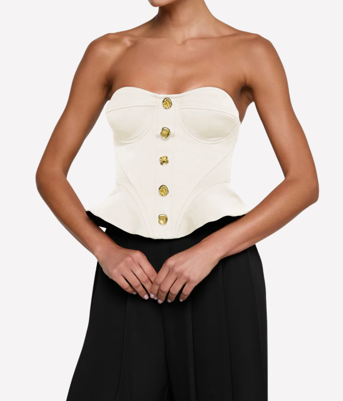 Anna Structured Peplum Corset In Ivory