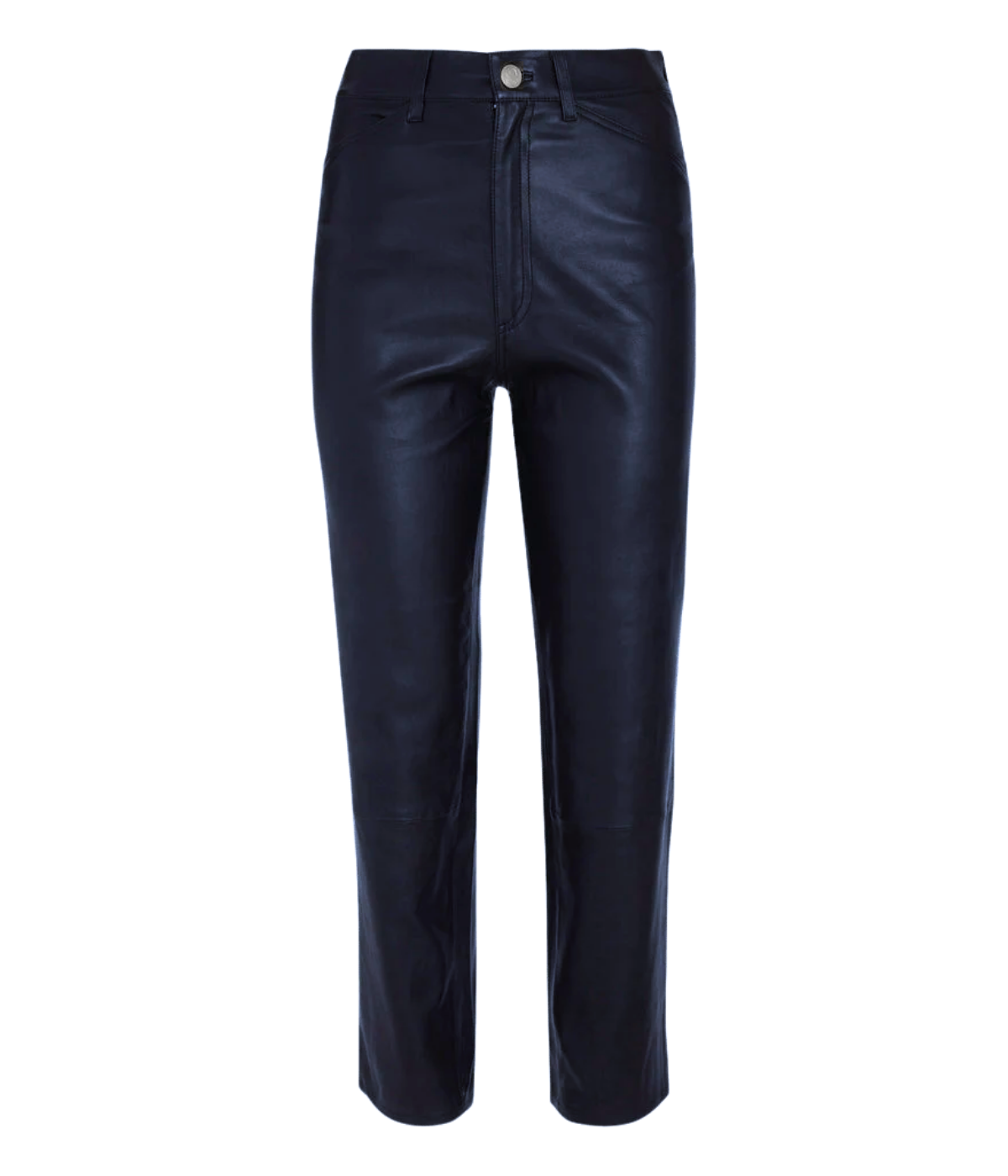 5 Pocket Straight Leg Leather Pant in Navy