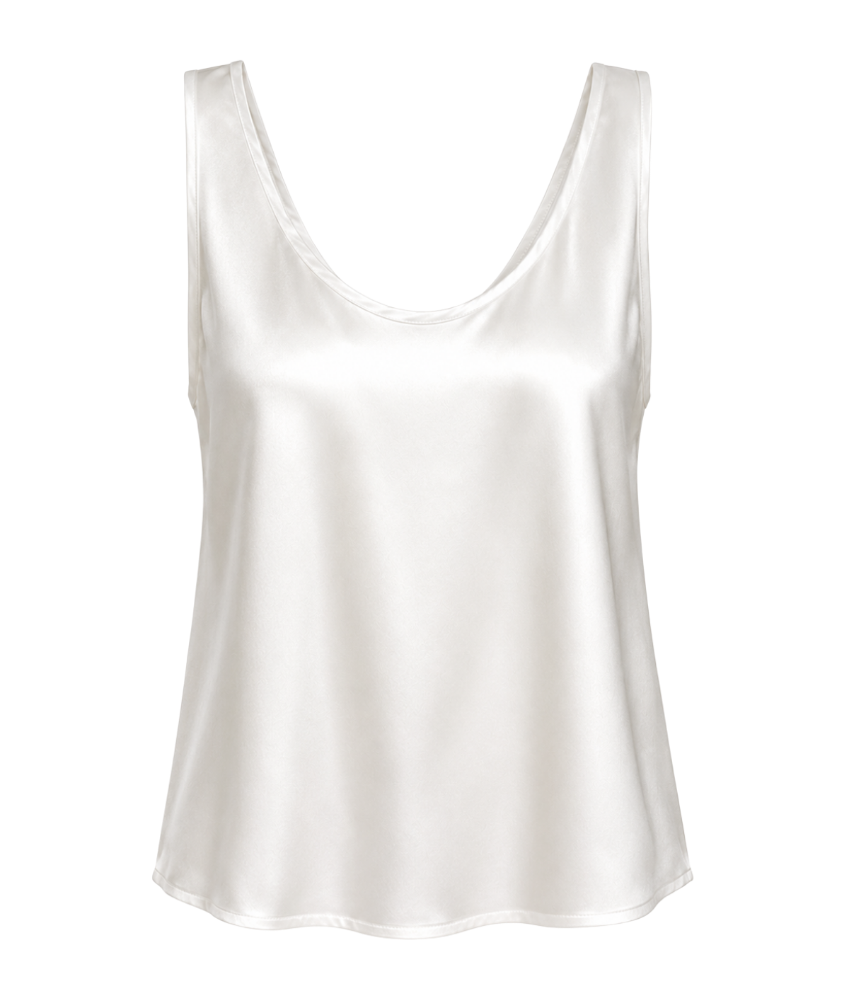 Silk Satin U Tank in Off White