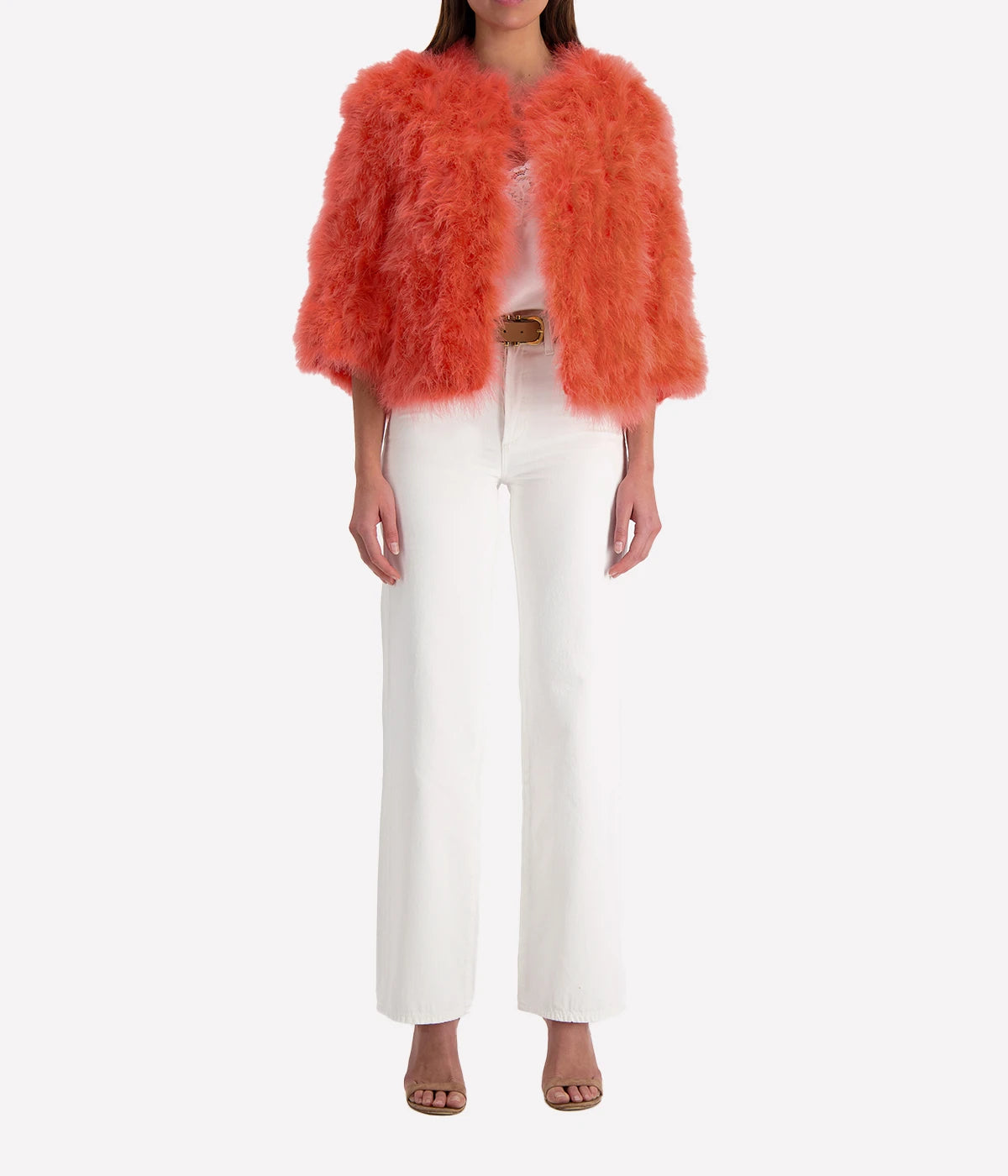 *FINAL SALE* Yves Feather Jacket in Flamingo