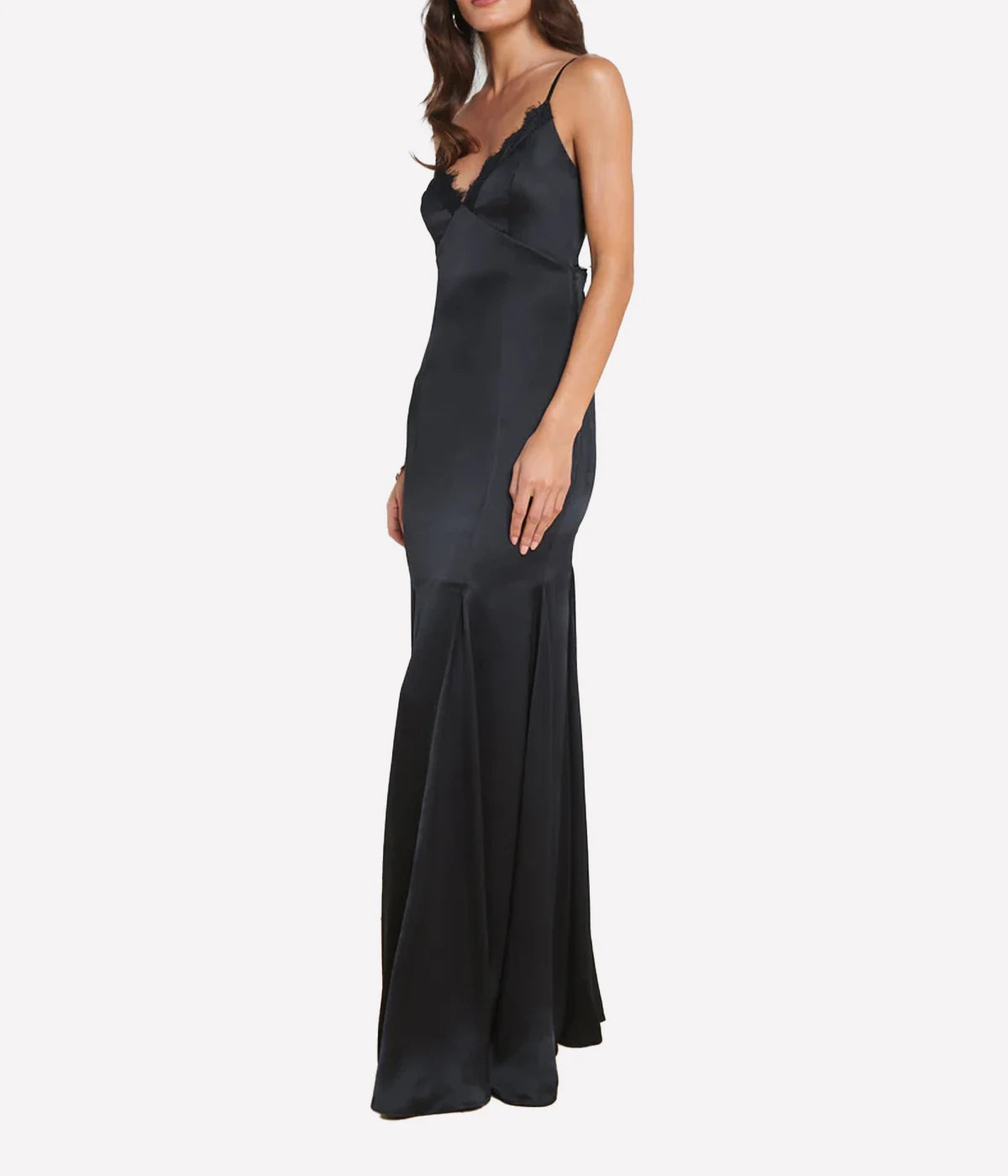 Zanna Lace Trim Gown in BLACK