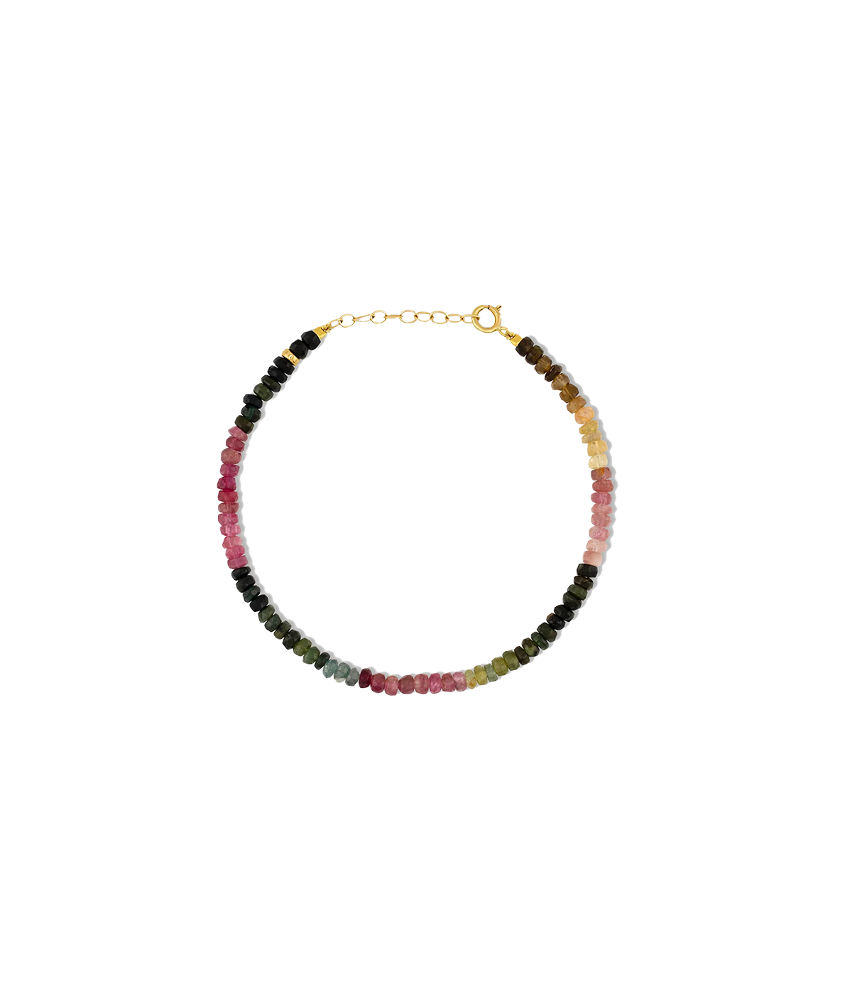 ALT Text: A handcrafted bracelet featuring vibrant Tourmaline gemstones and 14-karat gold hardware, styled elegantly for a luxurious and meaningful accessory.
Embrace the power of Tourmaline and add a timeless piece to your jewellery collection.