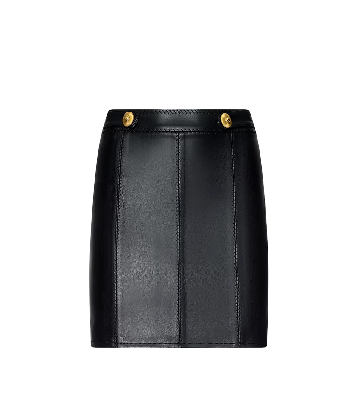 L'Agence Arlena Leather Mini Skirt in Black - product flat lay image
