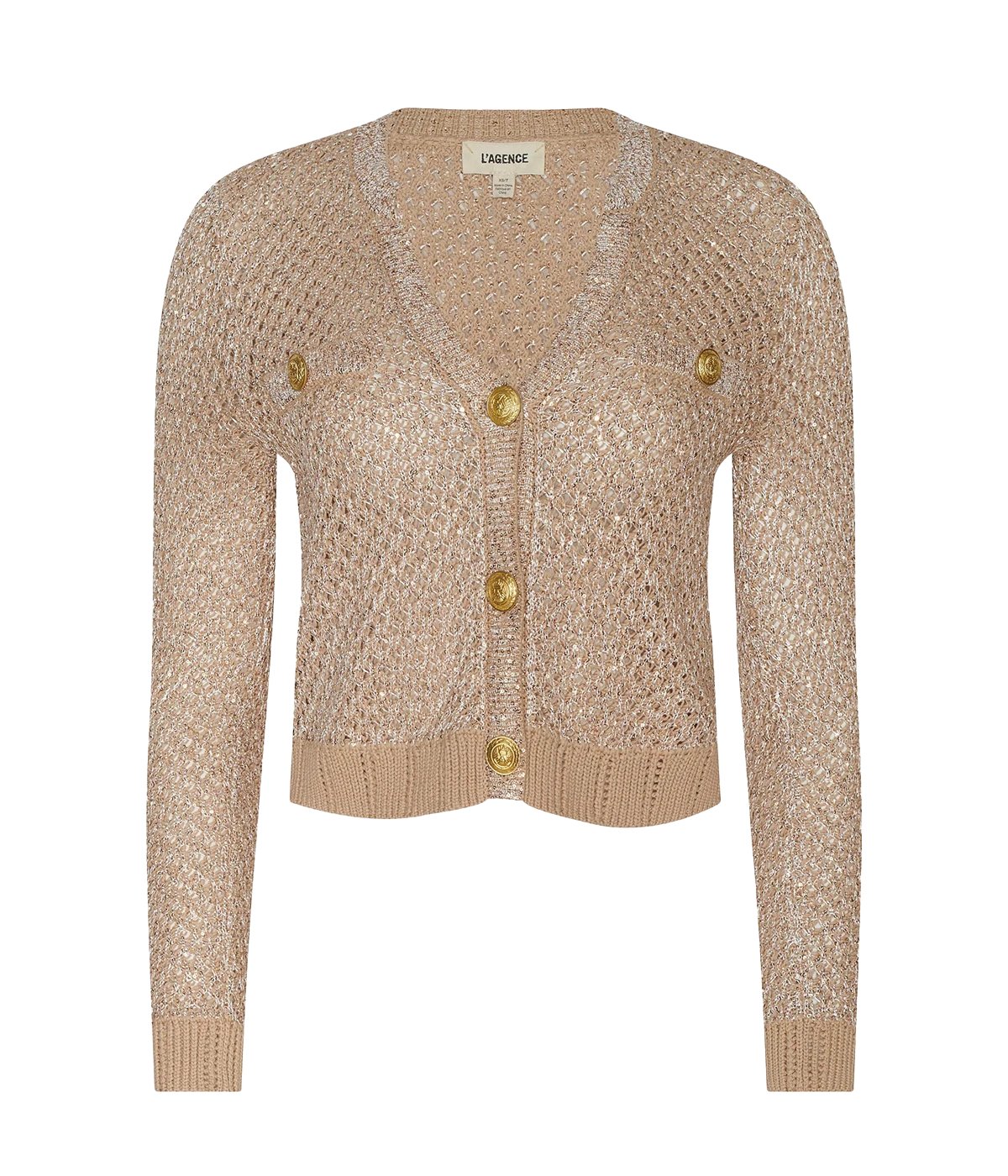 Blanca Sequin Crop Cardi in Natural Multi Gold