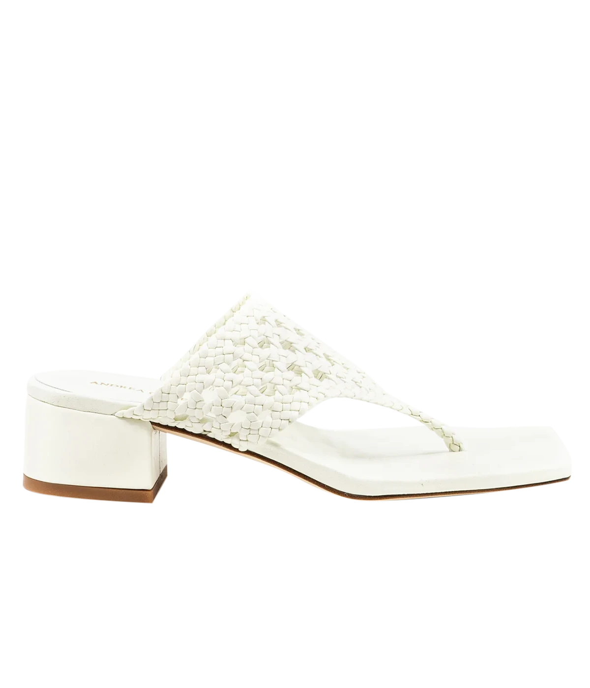 White heeled sandal on a transparent background.