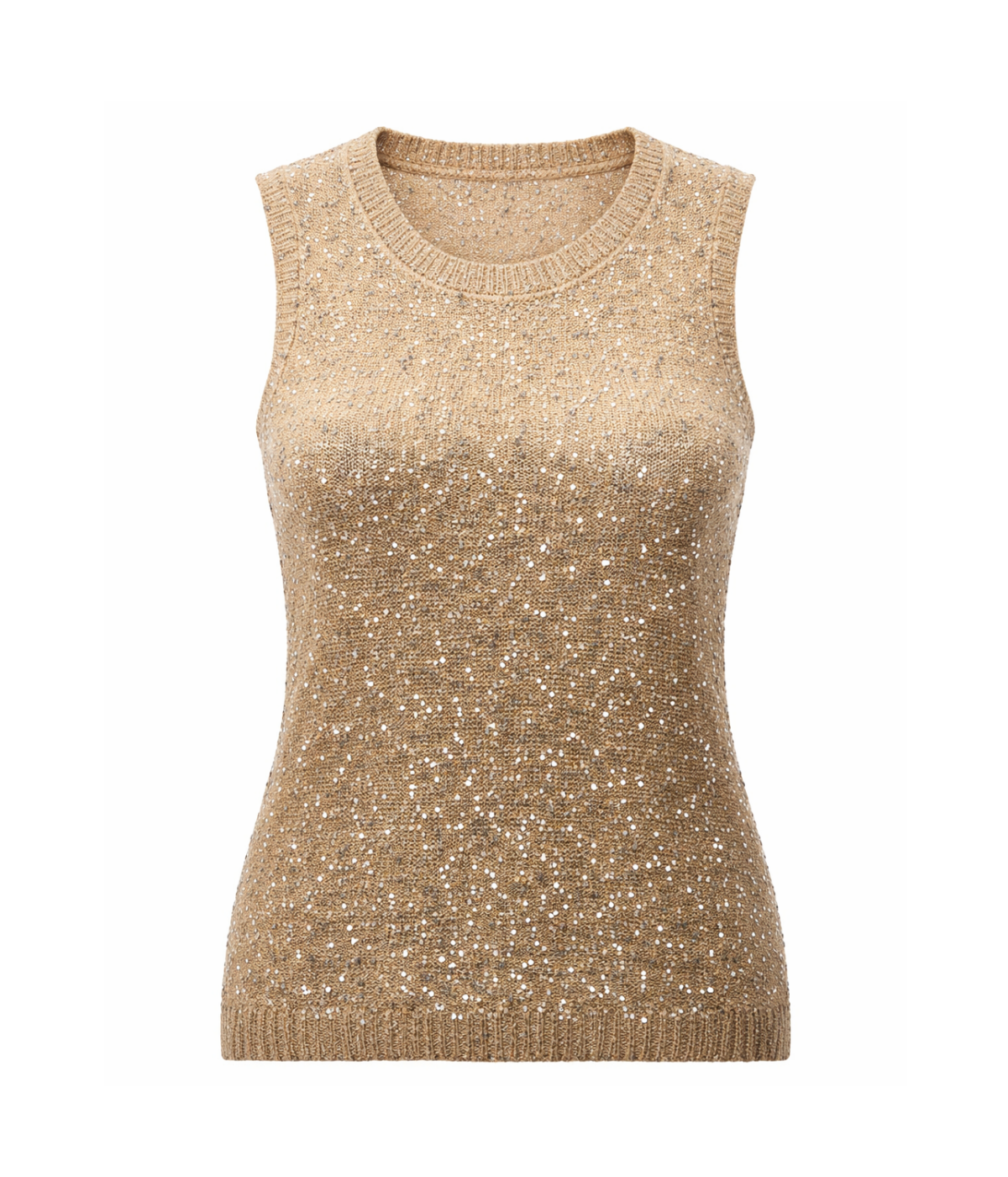 Canotta Paillettes Batik In Fango Nude