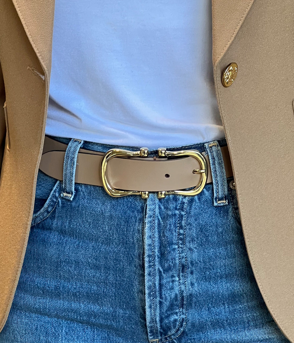 Baby Gold Nicky X Belt in Cappuccino