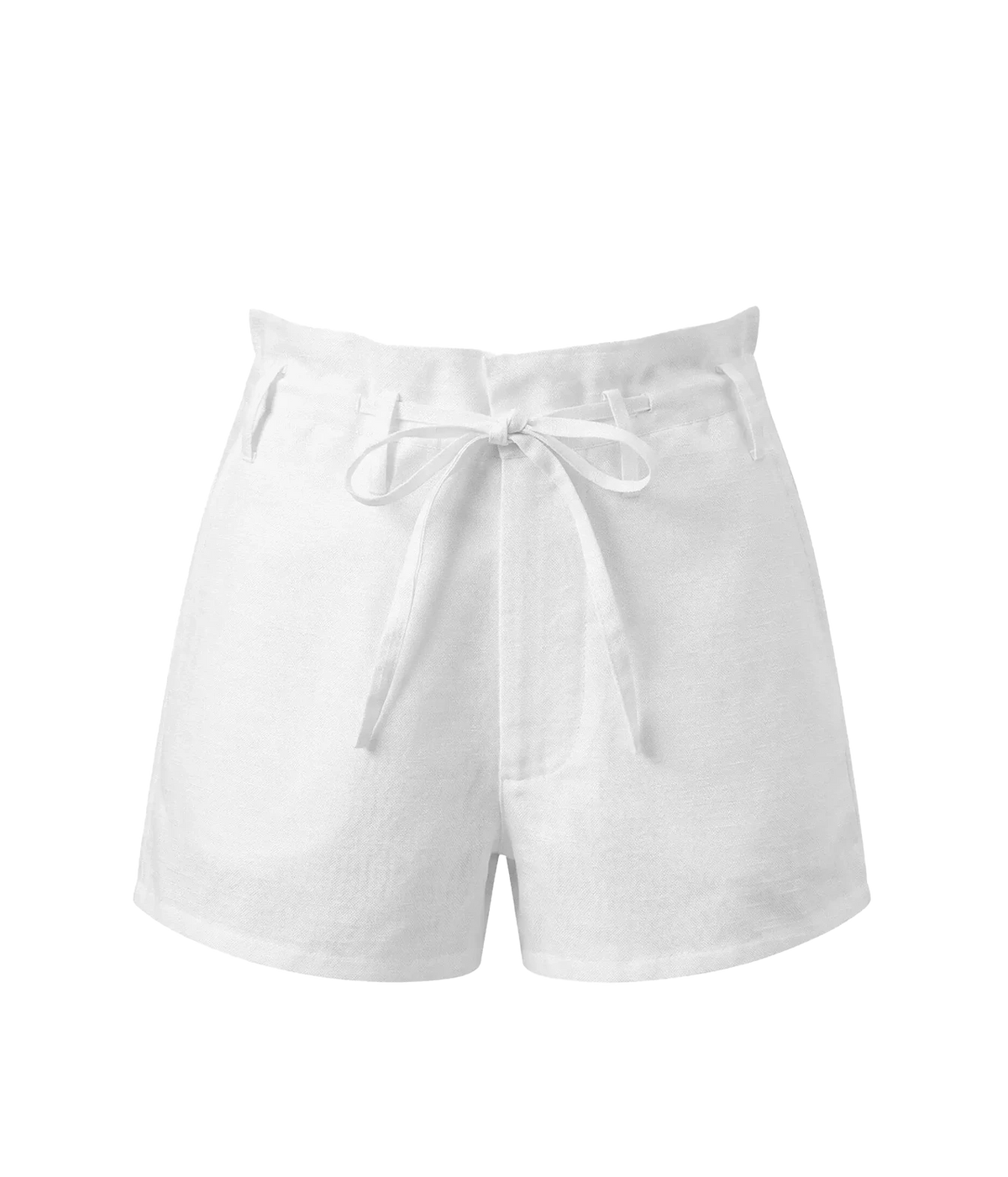The Chan Luu Dupioni Shorts in White features functional belt loops and adjustable waist ties