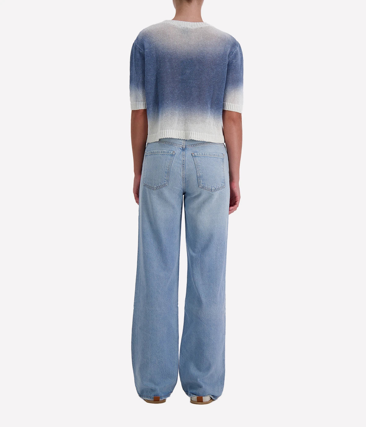 Avant Toi Short Sleeve Maglia Pullover in hand-painted titanium linen blend
