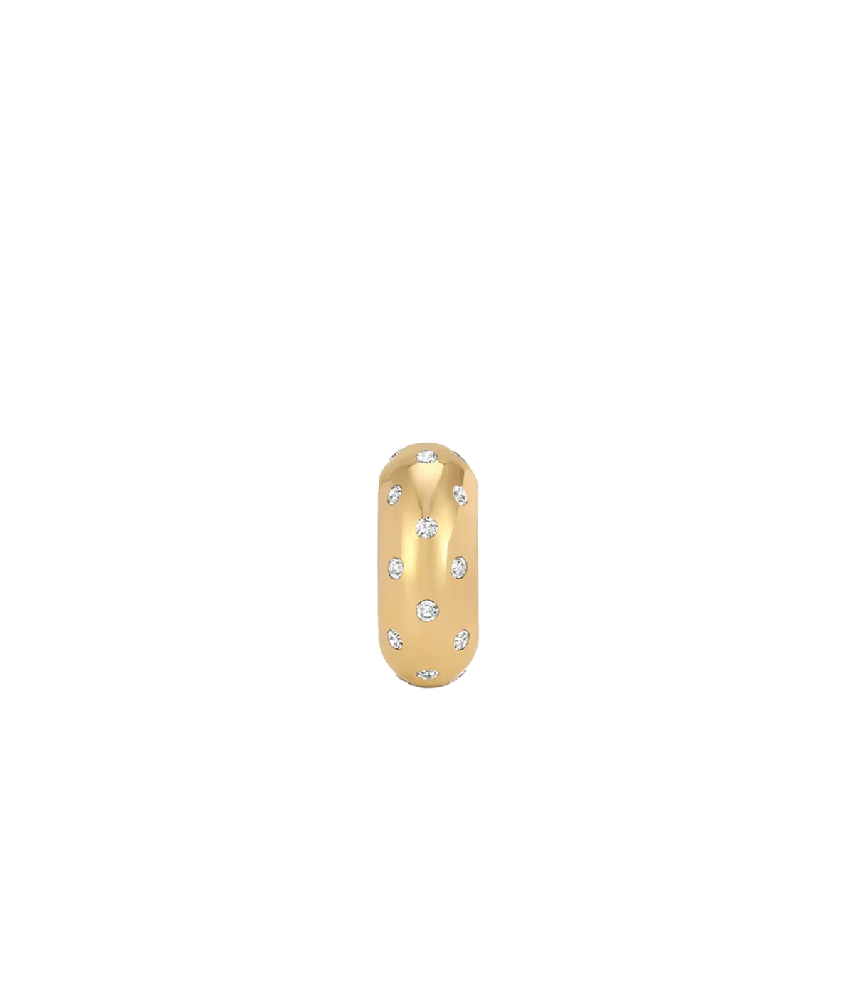 Adina Reyter Diamond Polka Dot Big Bead in 14K Yellow Gold shown upright, with small diamonds scattered across its smooth gold surface