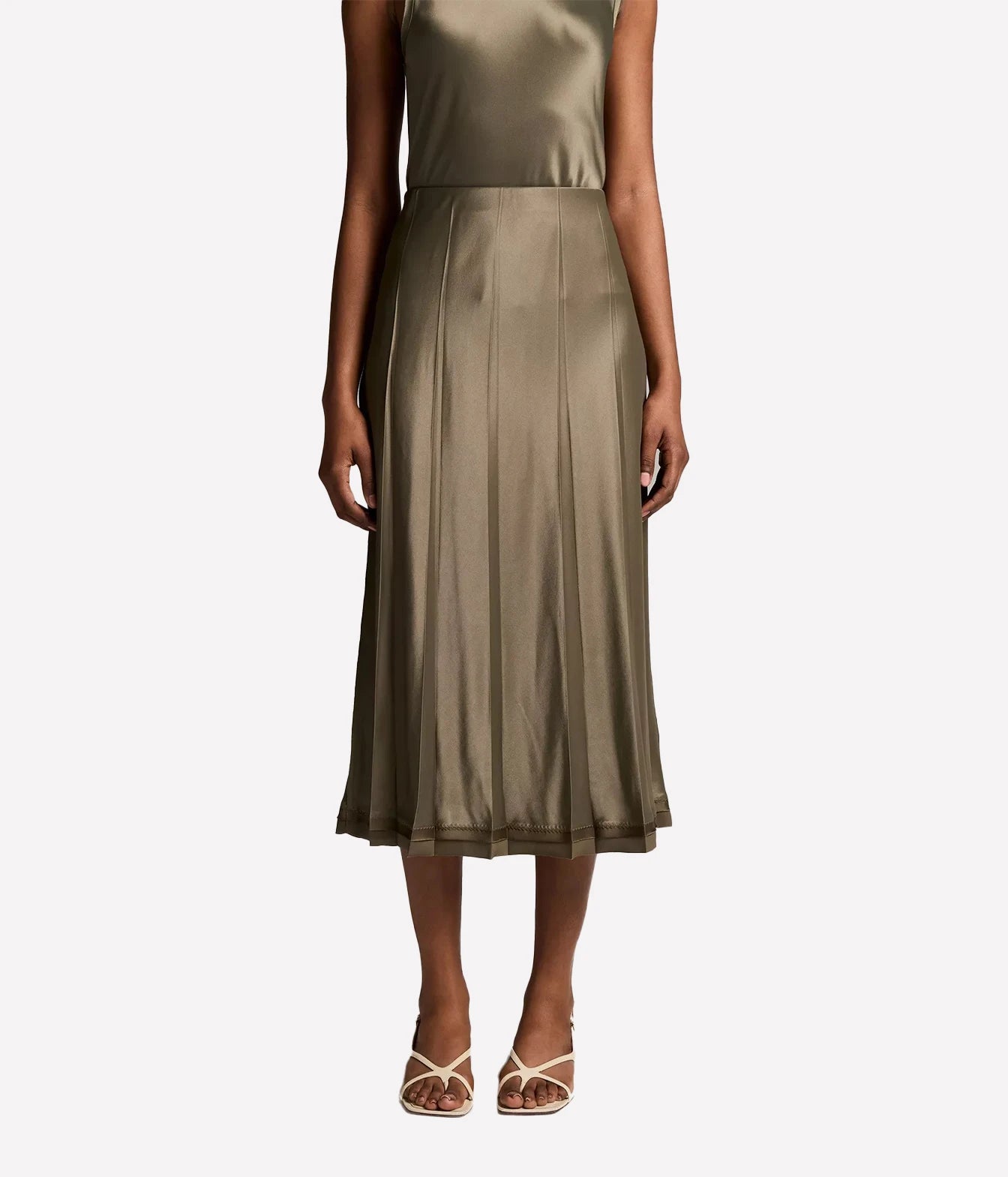 Creased Pleated Skirt in Pine Grove