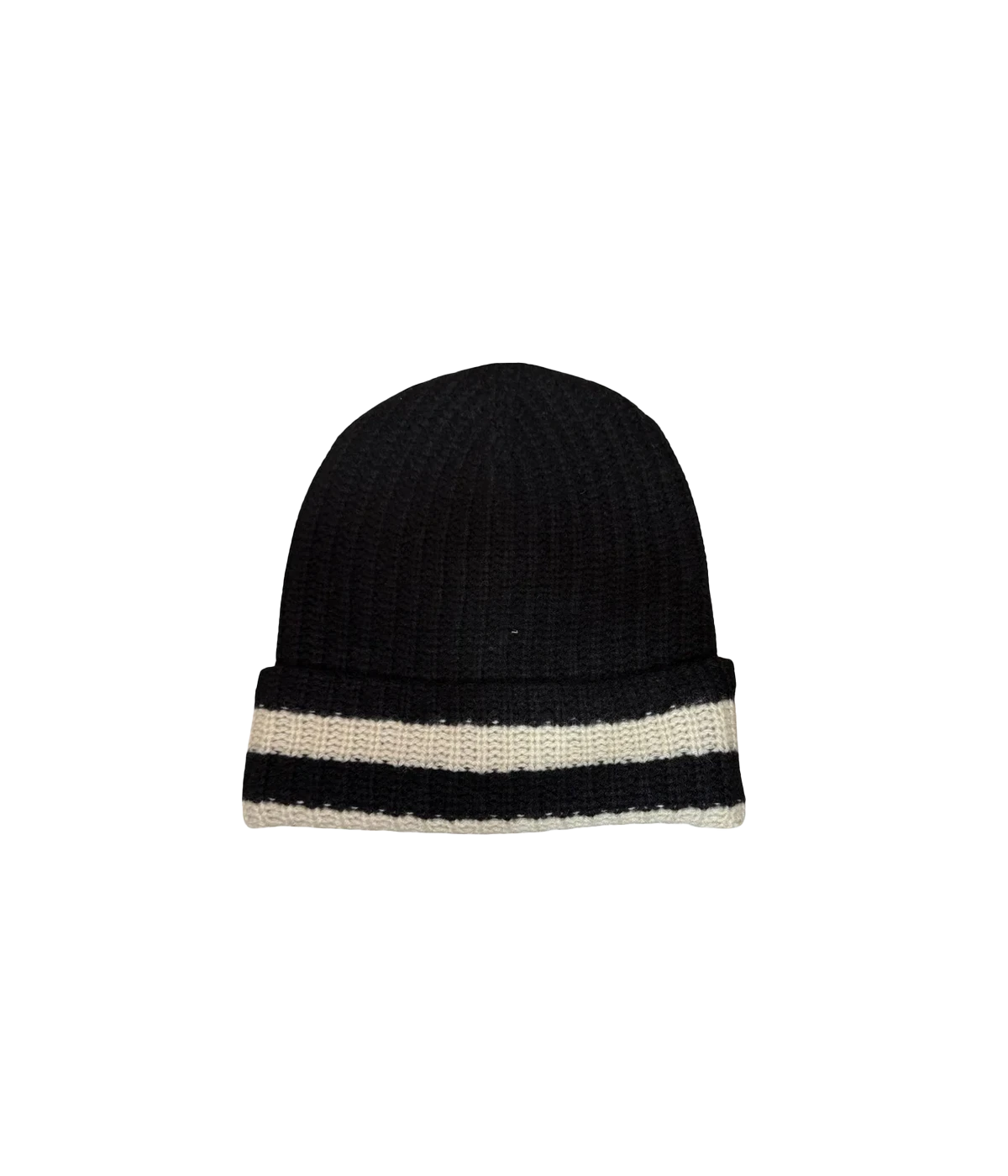 Cashmere Luxe Beanie in Black and Natural