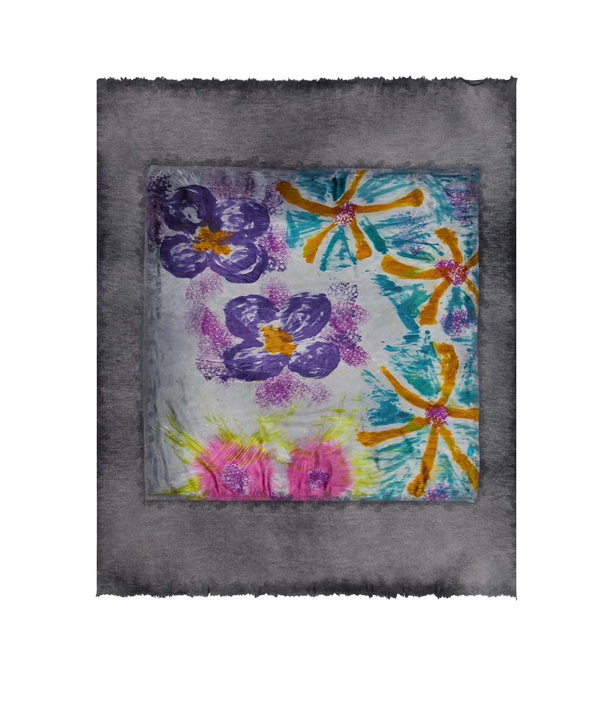 Flowers Lake Silk Foulard Scarf In Husky