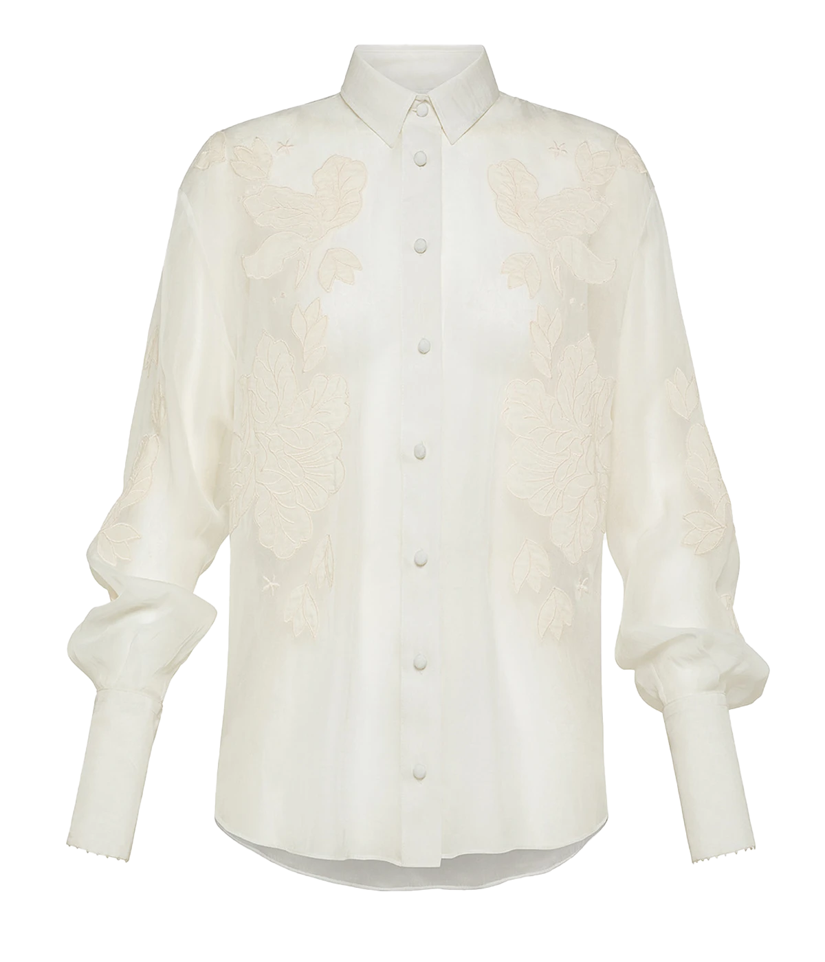Iris Velvet Embroidery Organza Shirt in Avorio