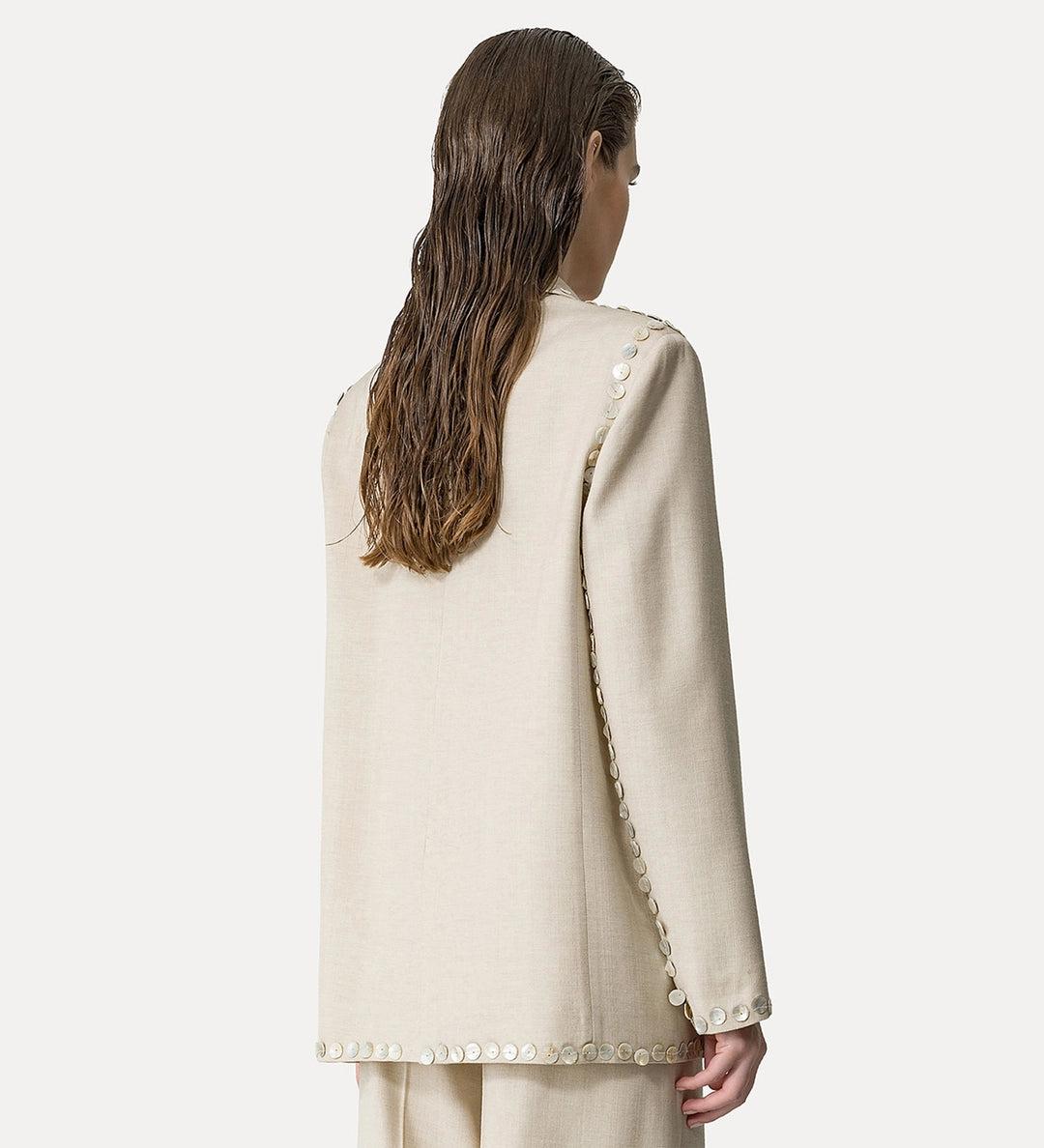 Pearl Embroidered Jacket in Dune