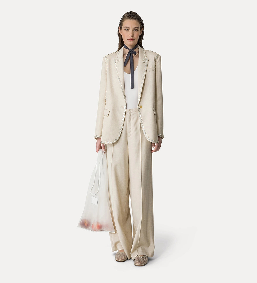 Pearl Embroidered Jacket in Dune