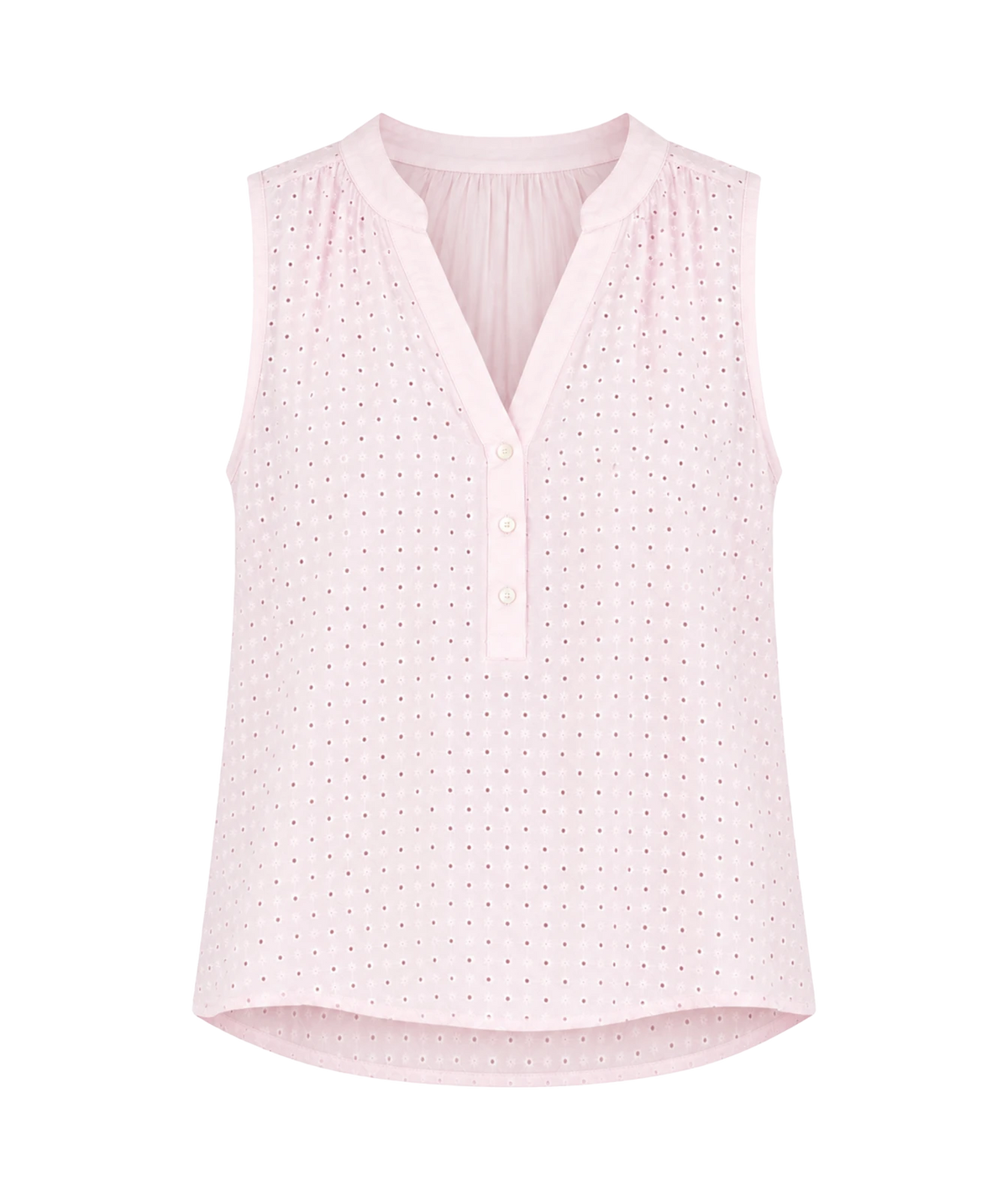 Xirena Miki Top in Pale rose - sleeveless blouse with v neckline and eyelet detailing