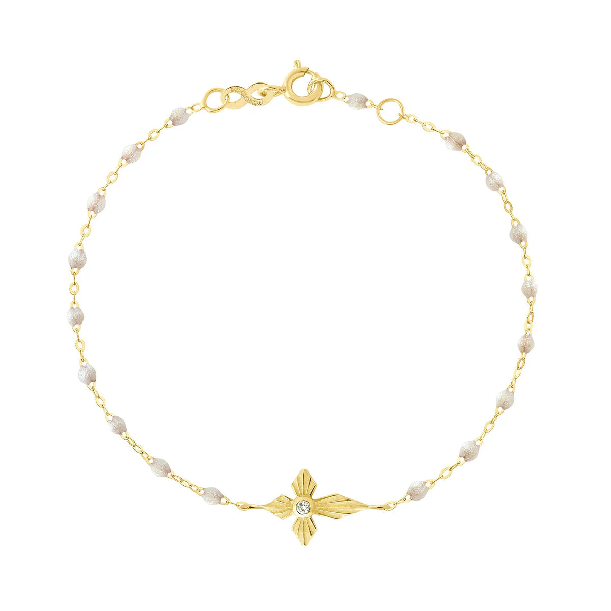 Diamond Light Cross Bracelet in Yellow gold and White 17 cm