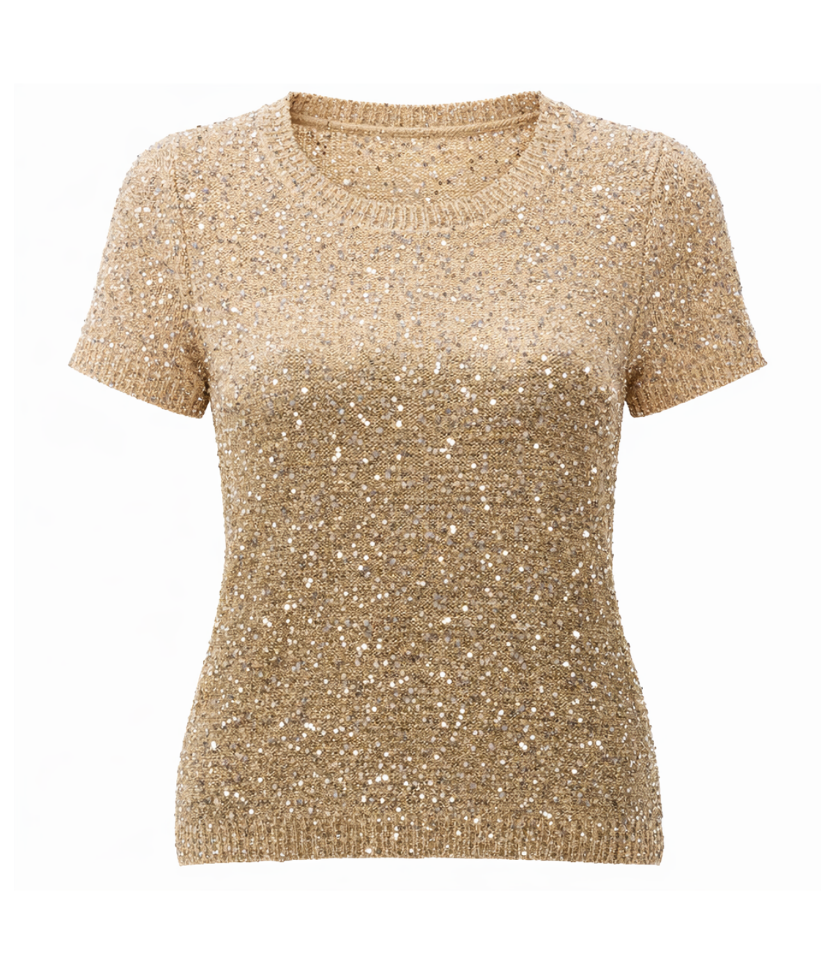 Girocollo Mc Paillettes Batik In Fango Nude