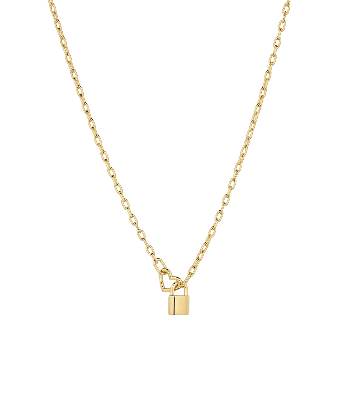Heart Padlock Interlocking Necklace in Gold