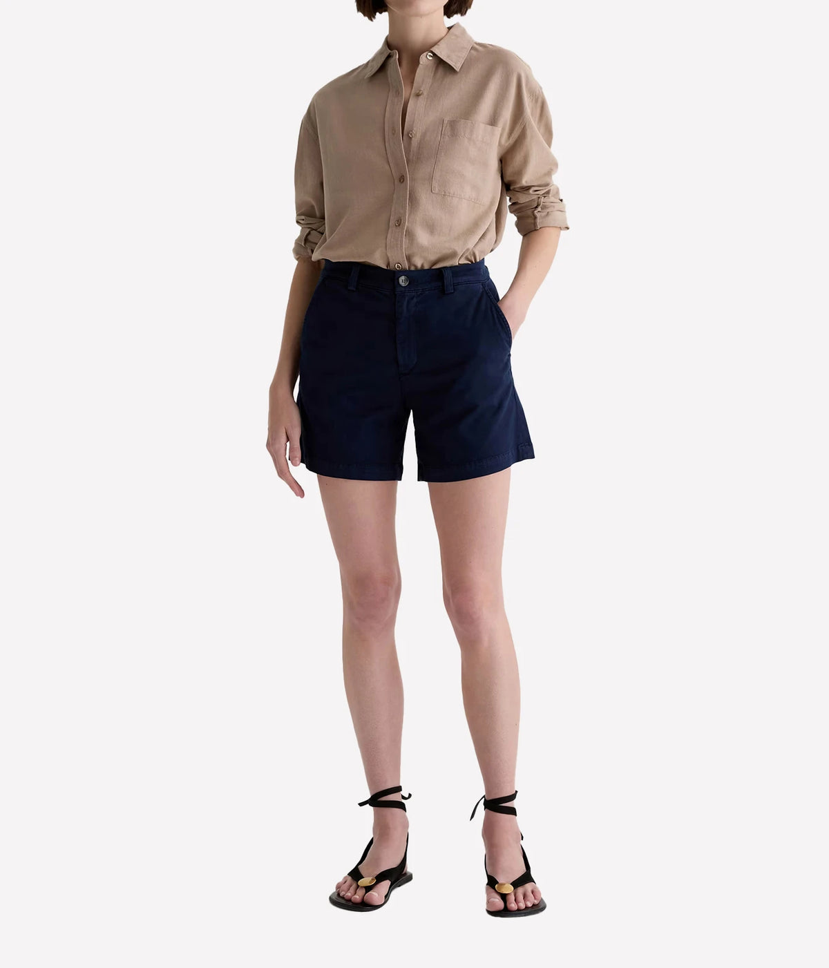 AG Jeans Jude Short in Deep Trenches, on model, full-length styled look