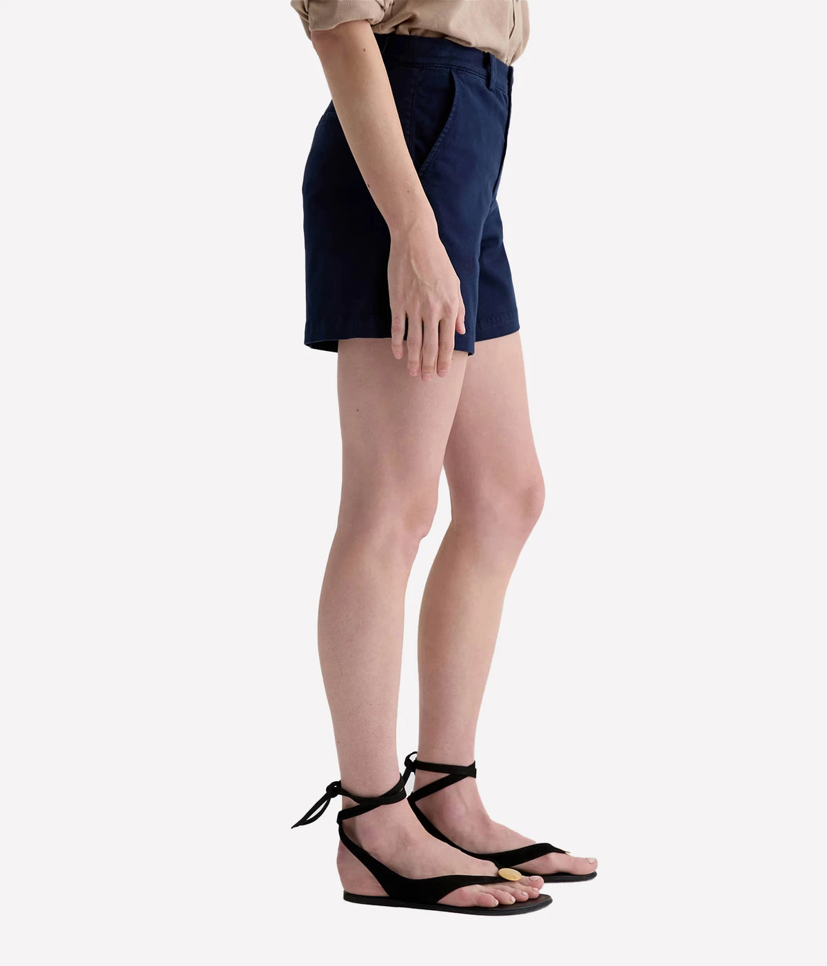 AG Jeans Jude Short in Deep Trenches, on model, side view