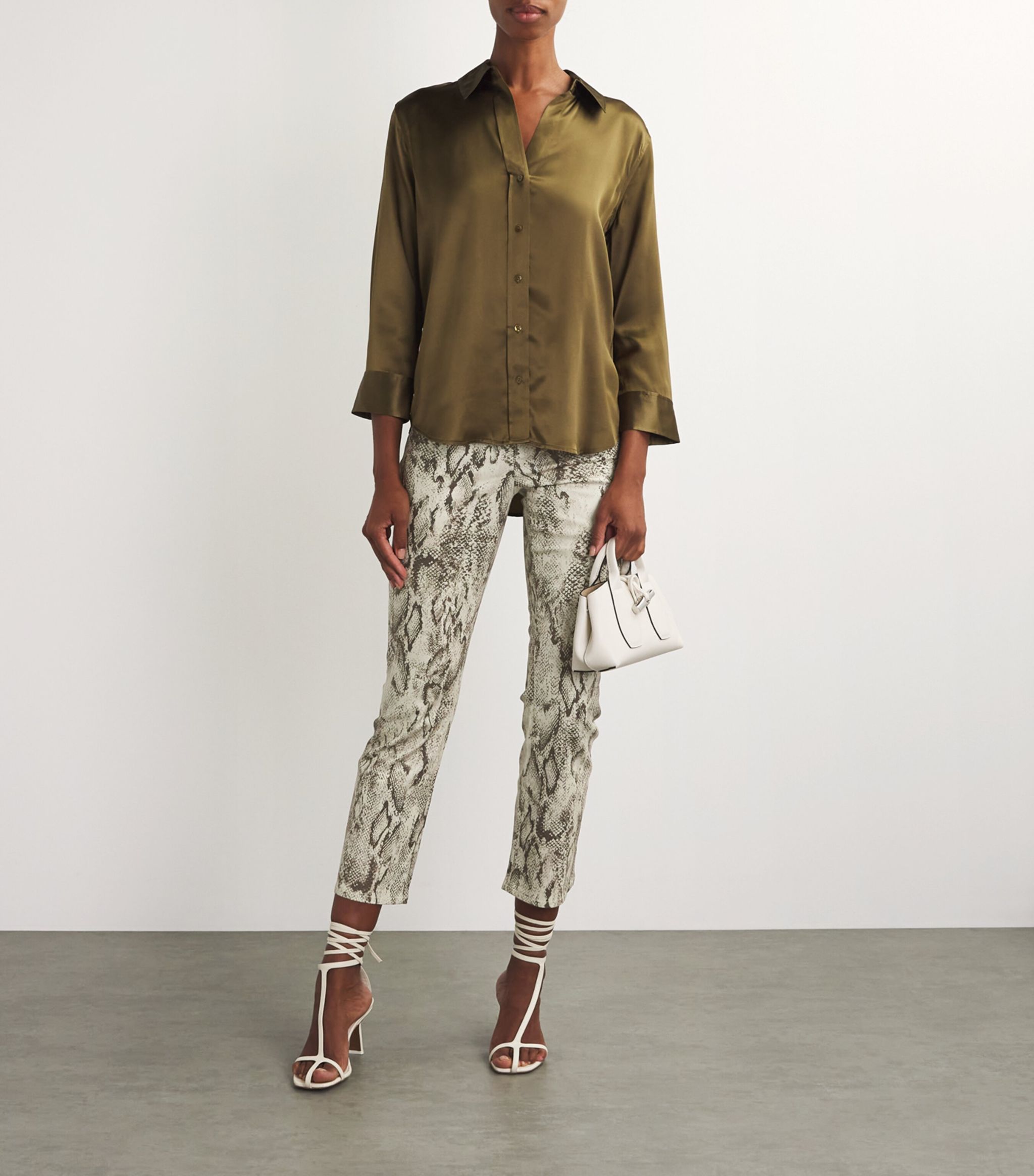 *FINAL SALE* Tati H/R Crop Jean in Tan Multi Snake Coated