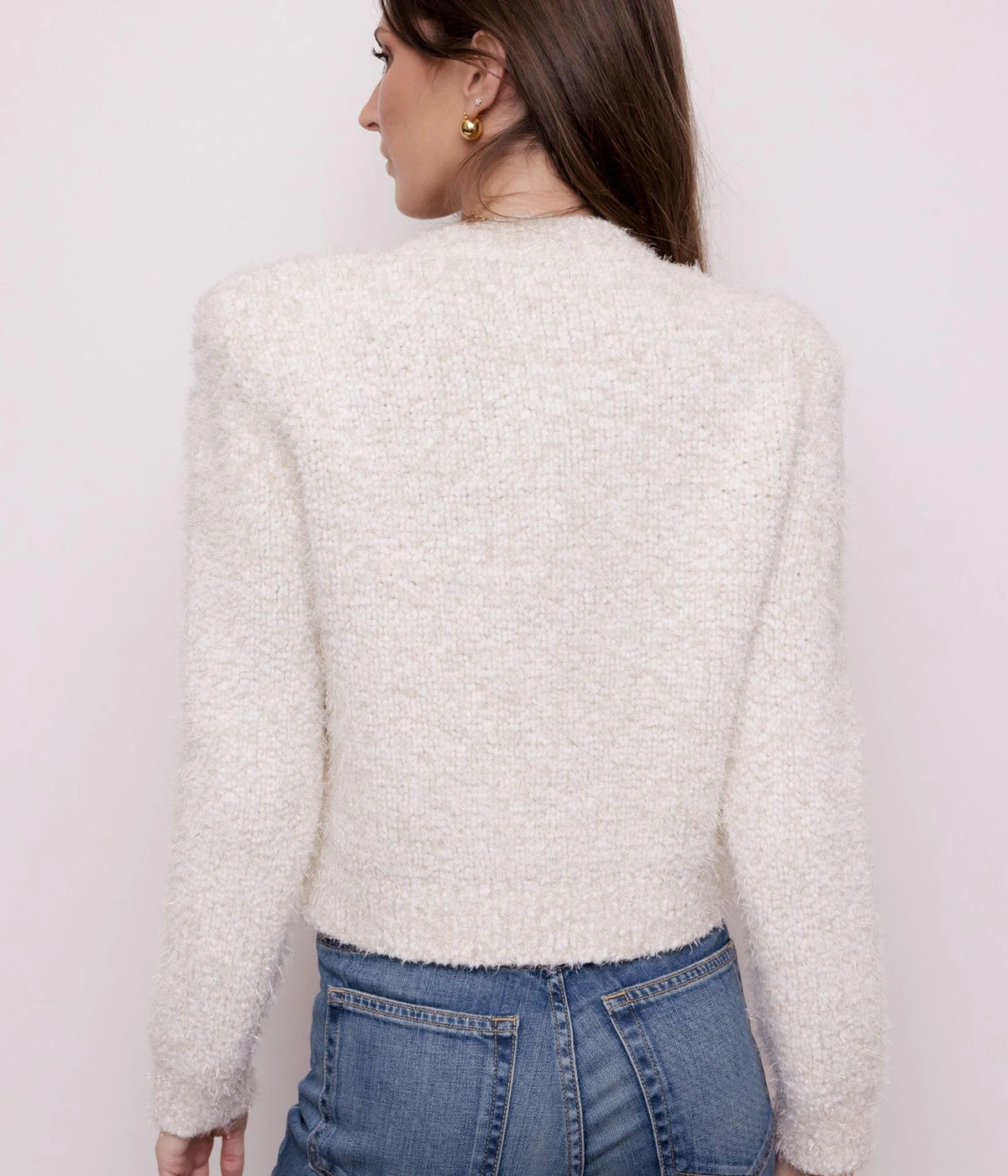 Una Knit Cardigan in Ivory_Gold