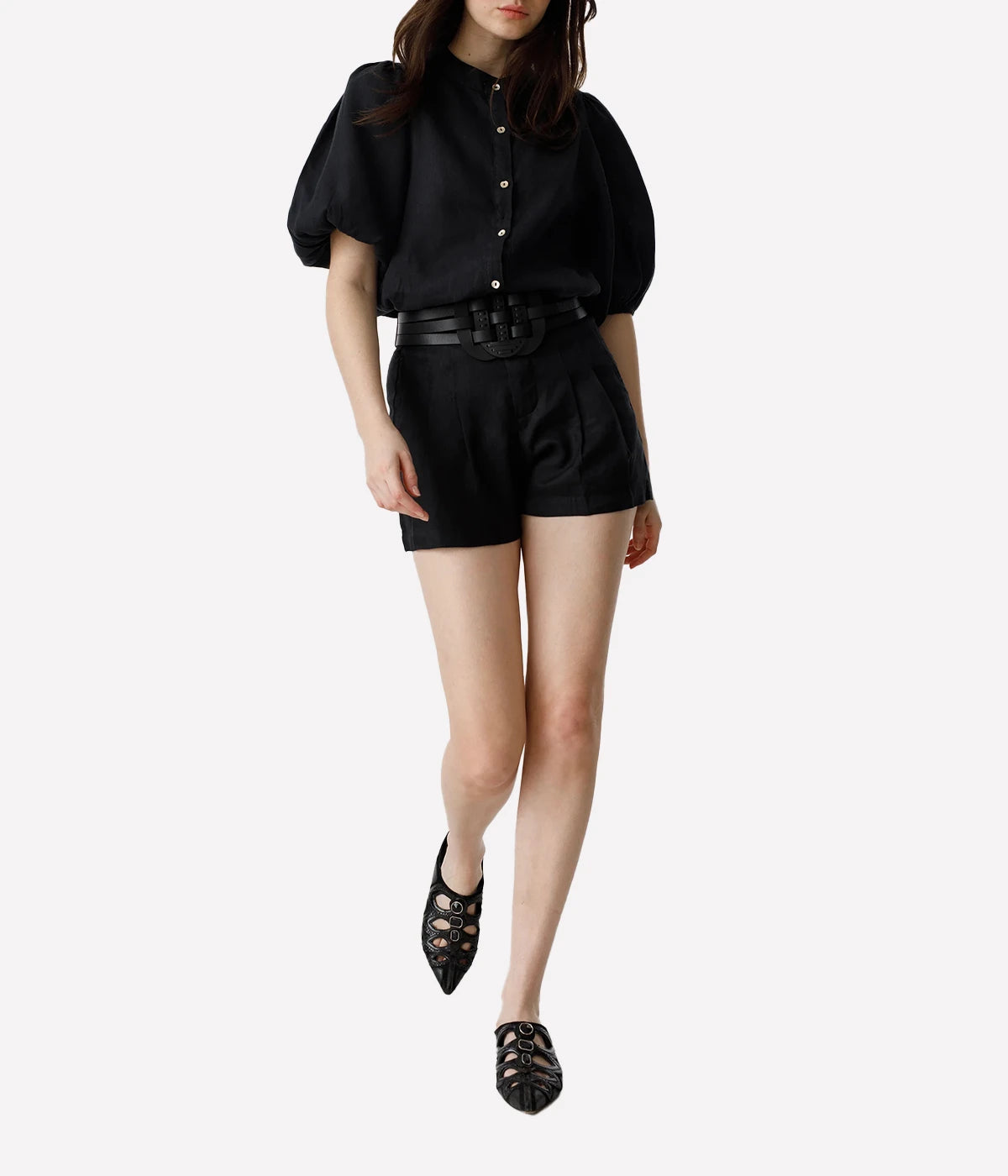 Frida Linen Short in BLACK