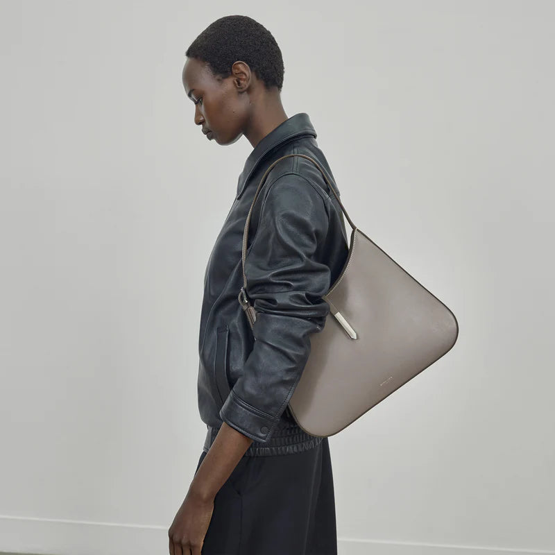 *FINAL SALE* Large Tokyo Bag in Stone Grey Ecru Stitching