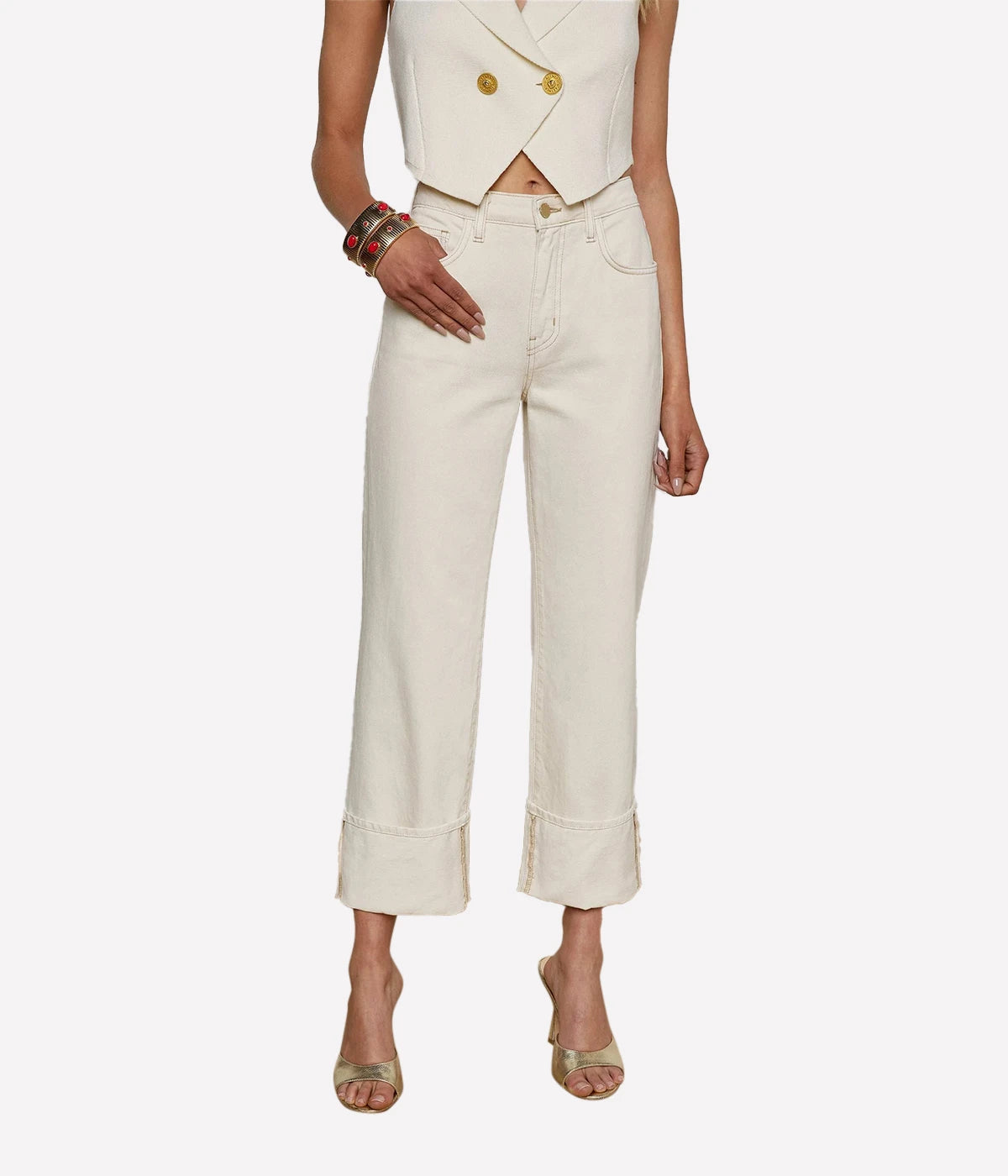 Leighton Cuff Stovepipe Jean in Macadamia