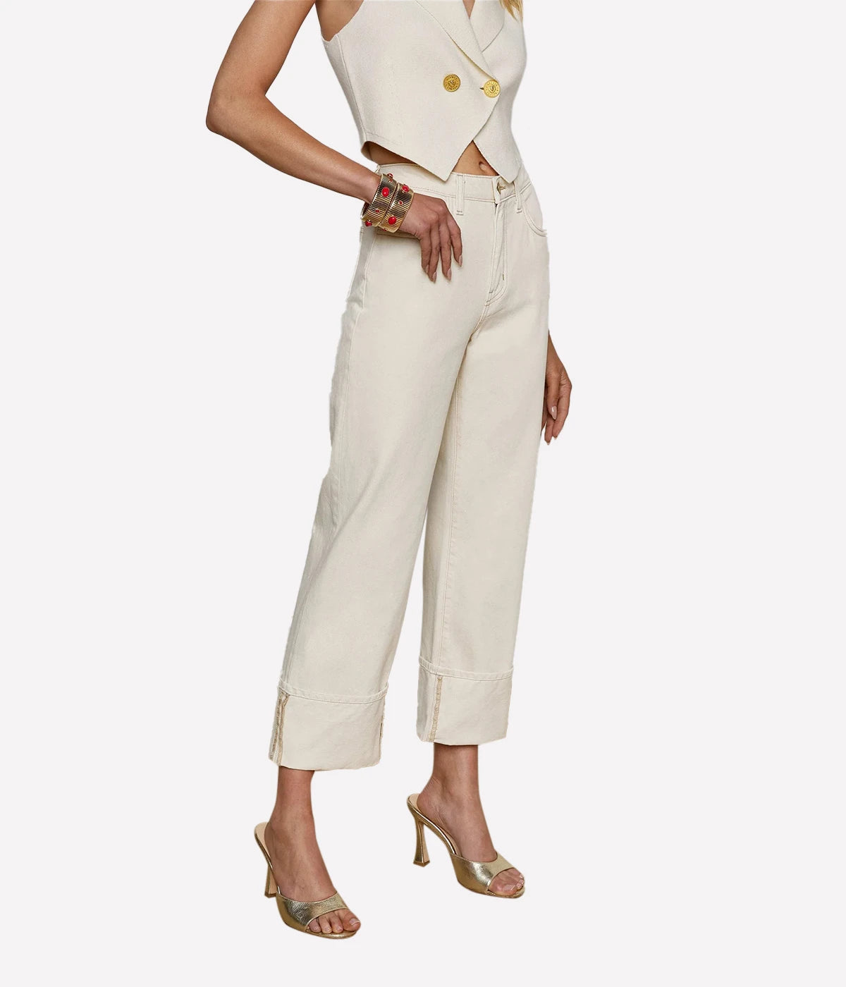 Leighton Cuff Stovepipe Jean in Macadamia