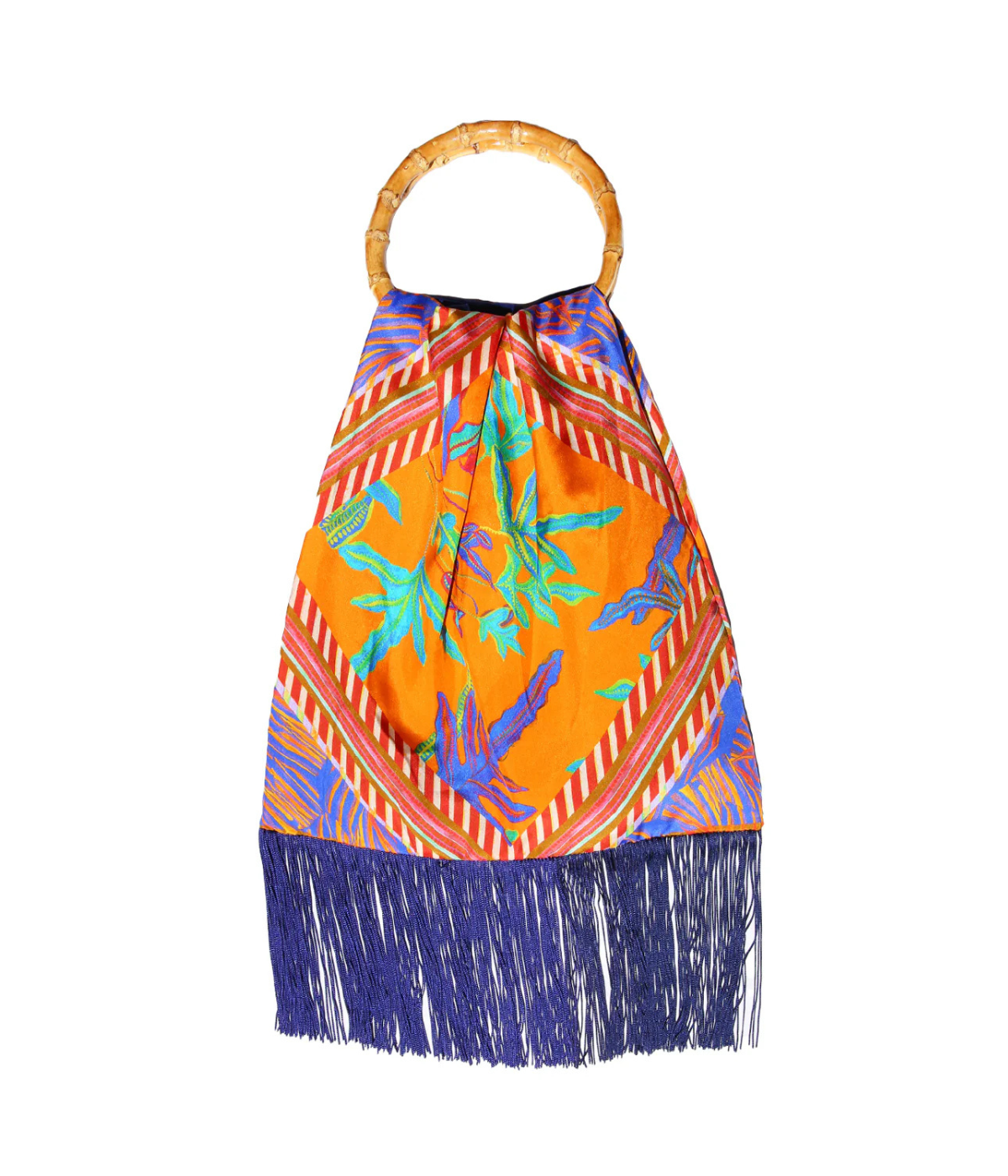 Silk Fringe Bag Large in Orange