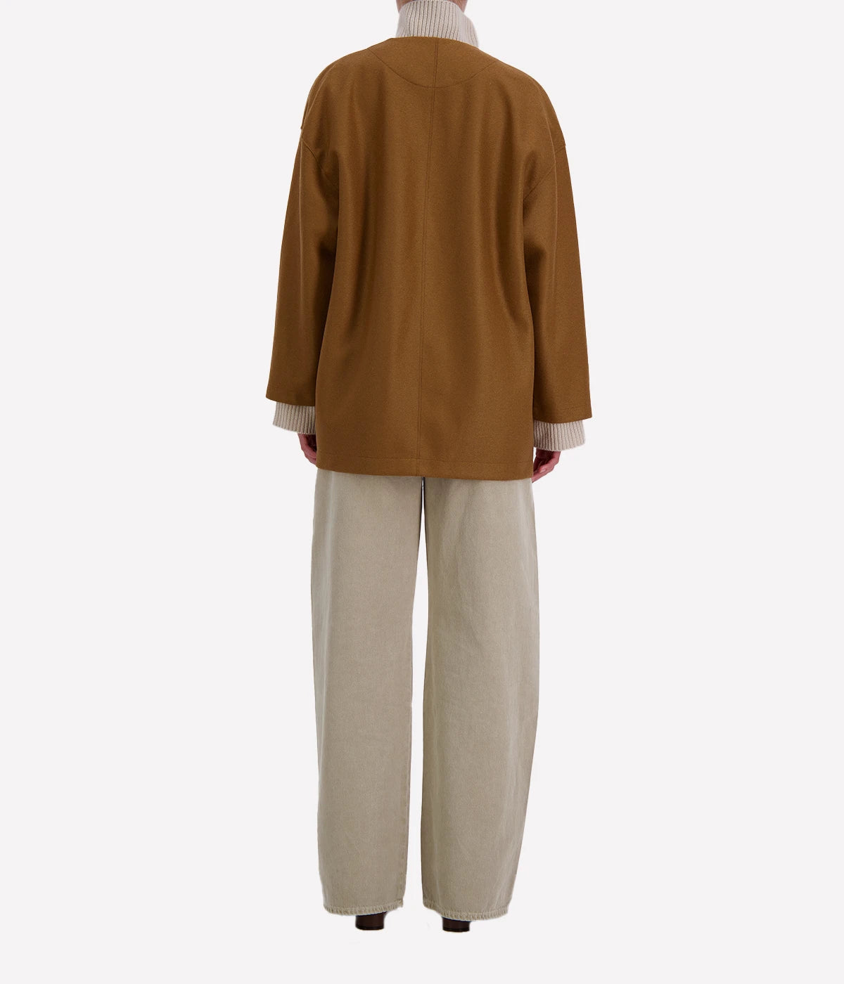 Light Pressed Wool Cardigan in Toffee